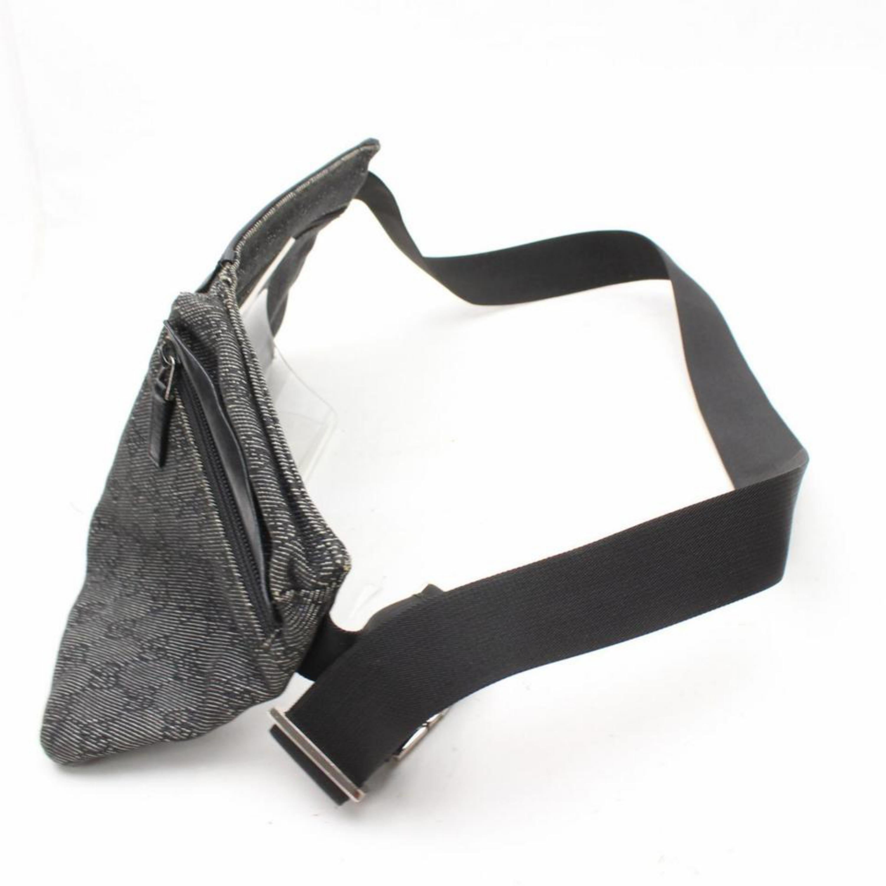 Gucci Monogram Charcoal Fanny Pack Belt 868668 Gray Denim Cross Body Bag For Sale 8