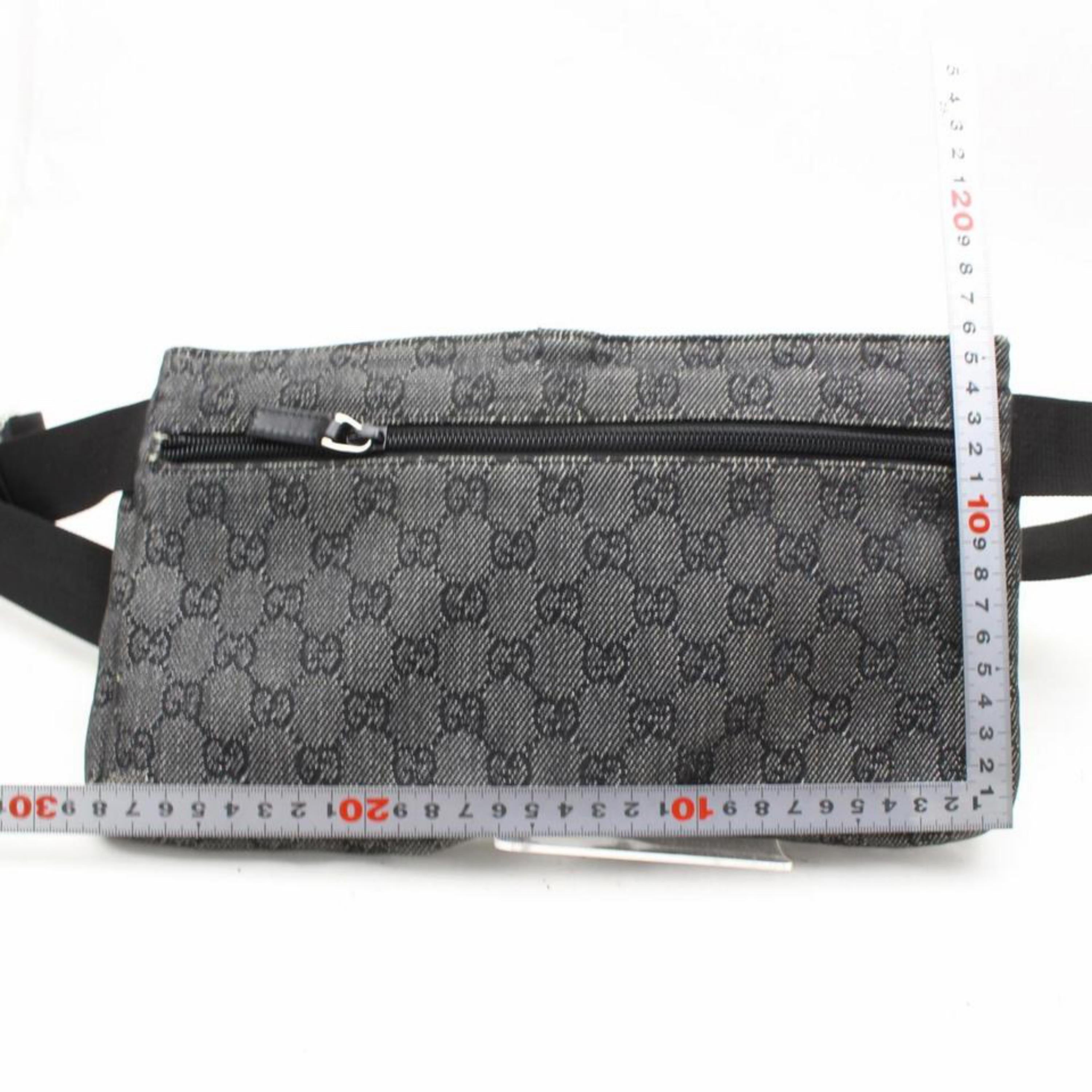 Gucci Monogram Charcoal Fanny Pack Belt 868668 Gray Denim Cross Body Bag For Sale 2