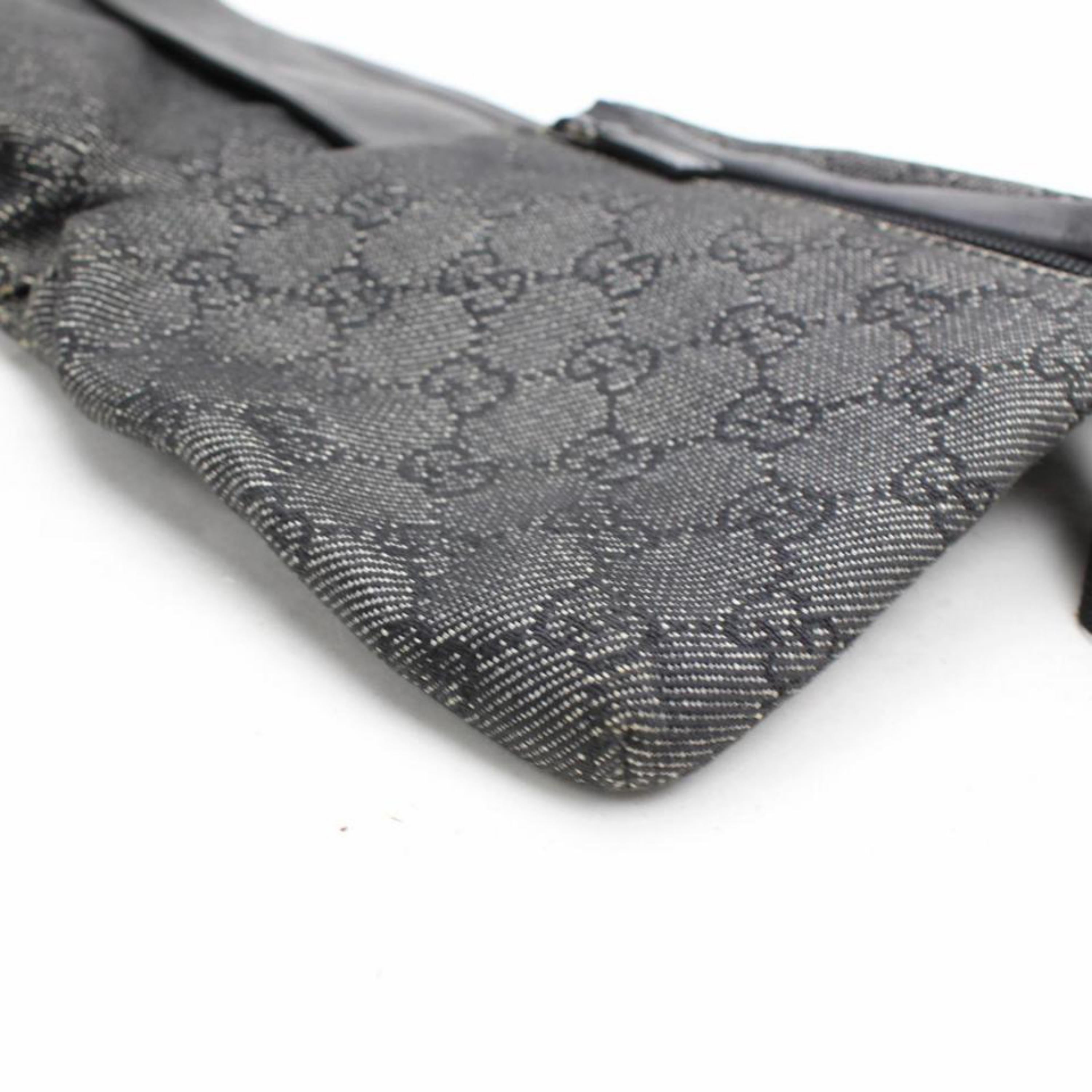 Gucci Monogram Charcoal Fanny Pack Belt 868668 Gray Denim Cross Body Bag For Sale 3
