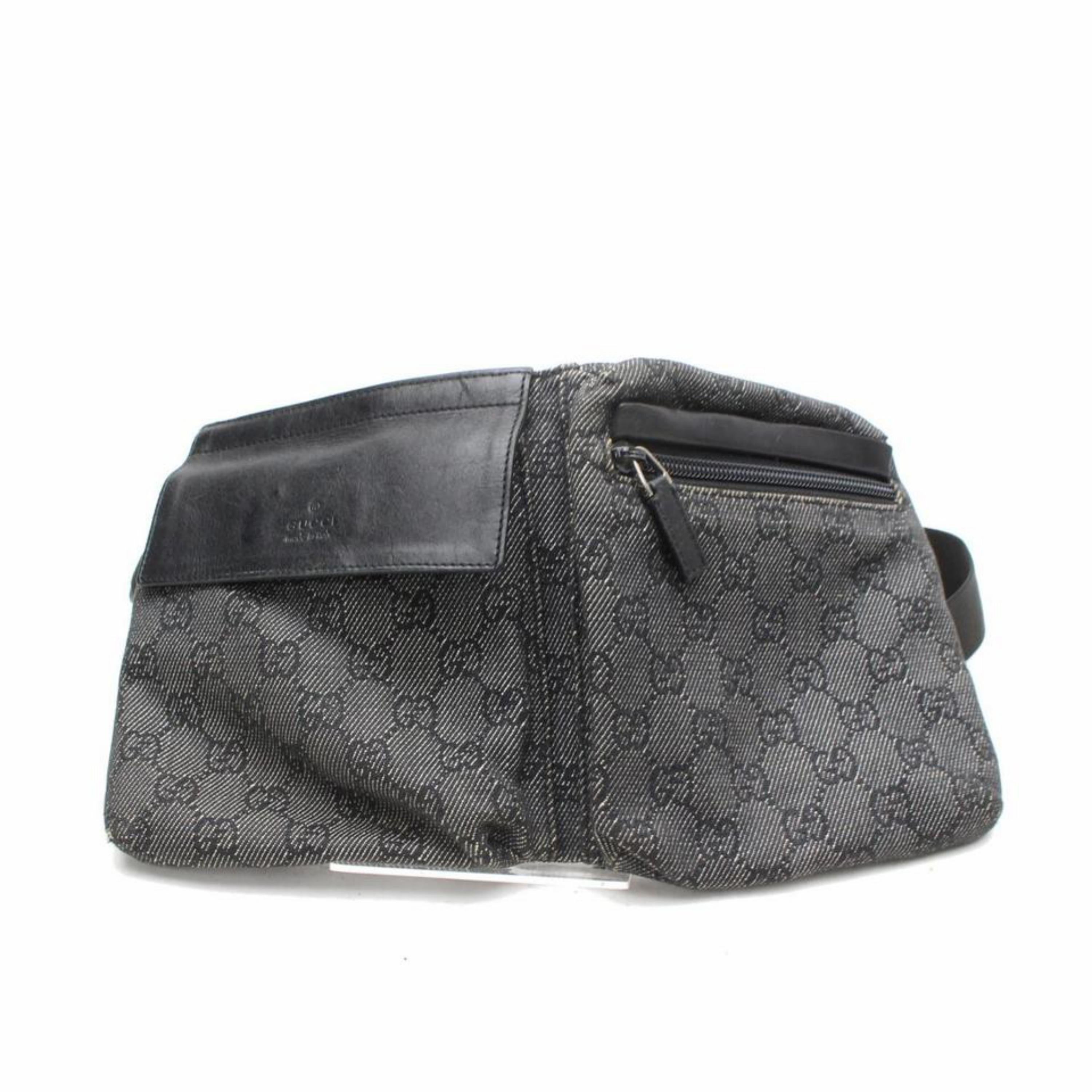 Gucci Monogram Charcoal Fanny Pack Belt 868668 Gray Denim Cross Body Bag For Sale 4