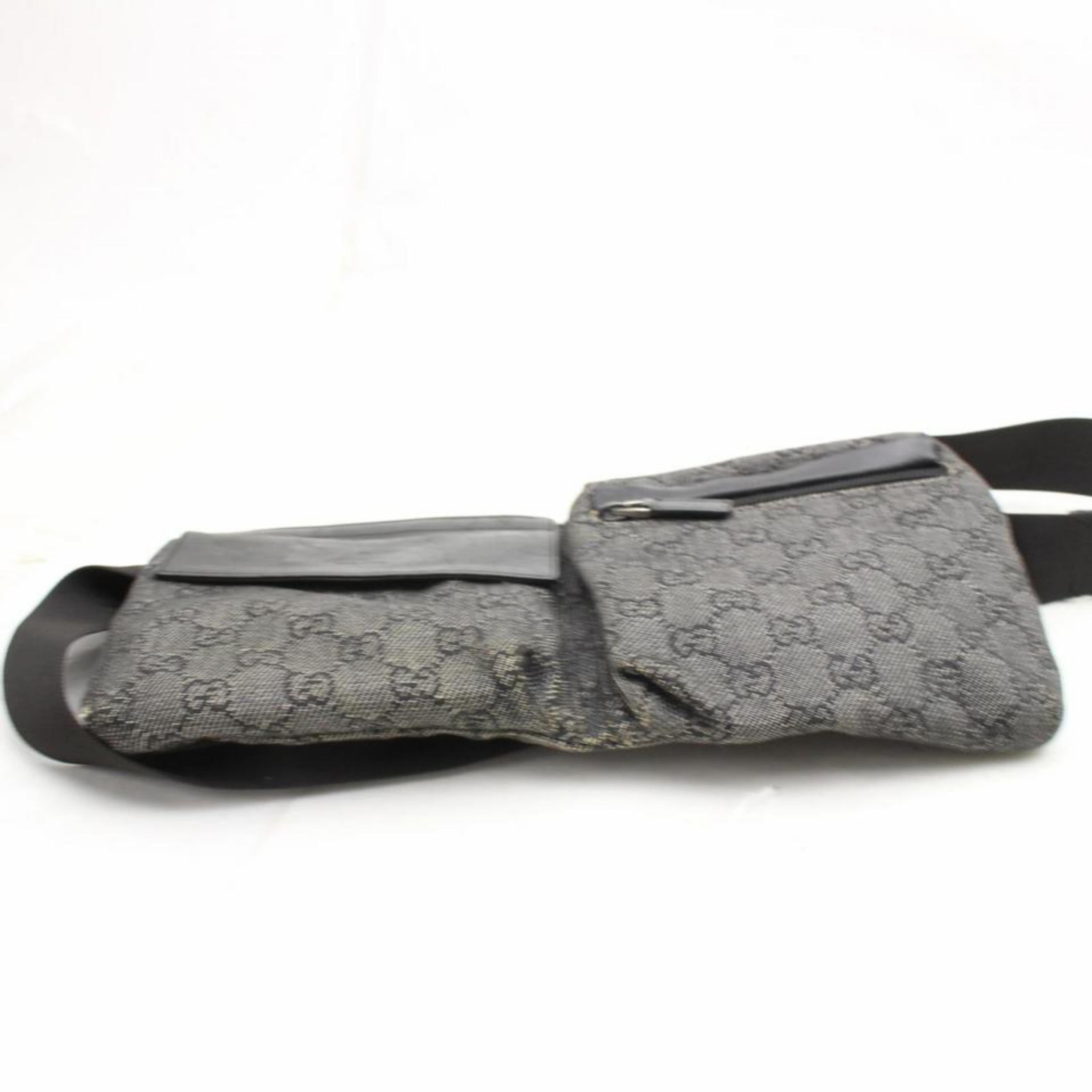 Gucci Monogram Charcoal Fanny Pack Belt 868668 Gray Denim Cross Body Bag For Sale 5
