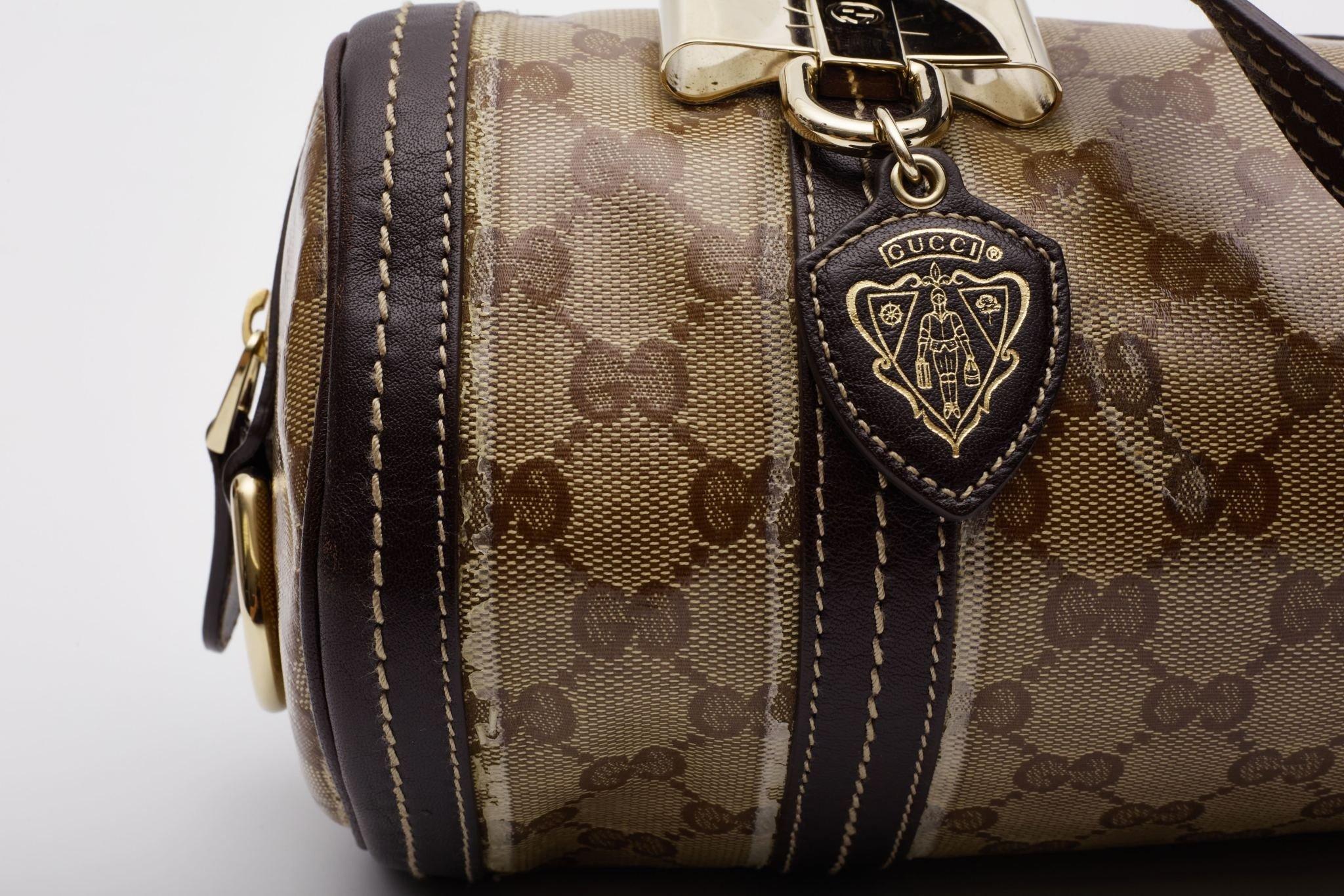 Gucci Monogram Crystal Duchessa Boston Bag Brown Small 5