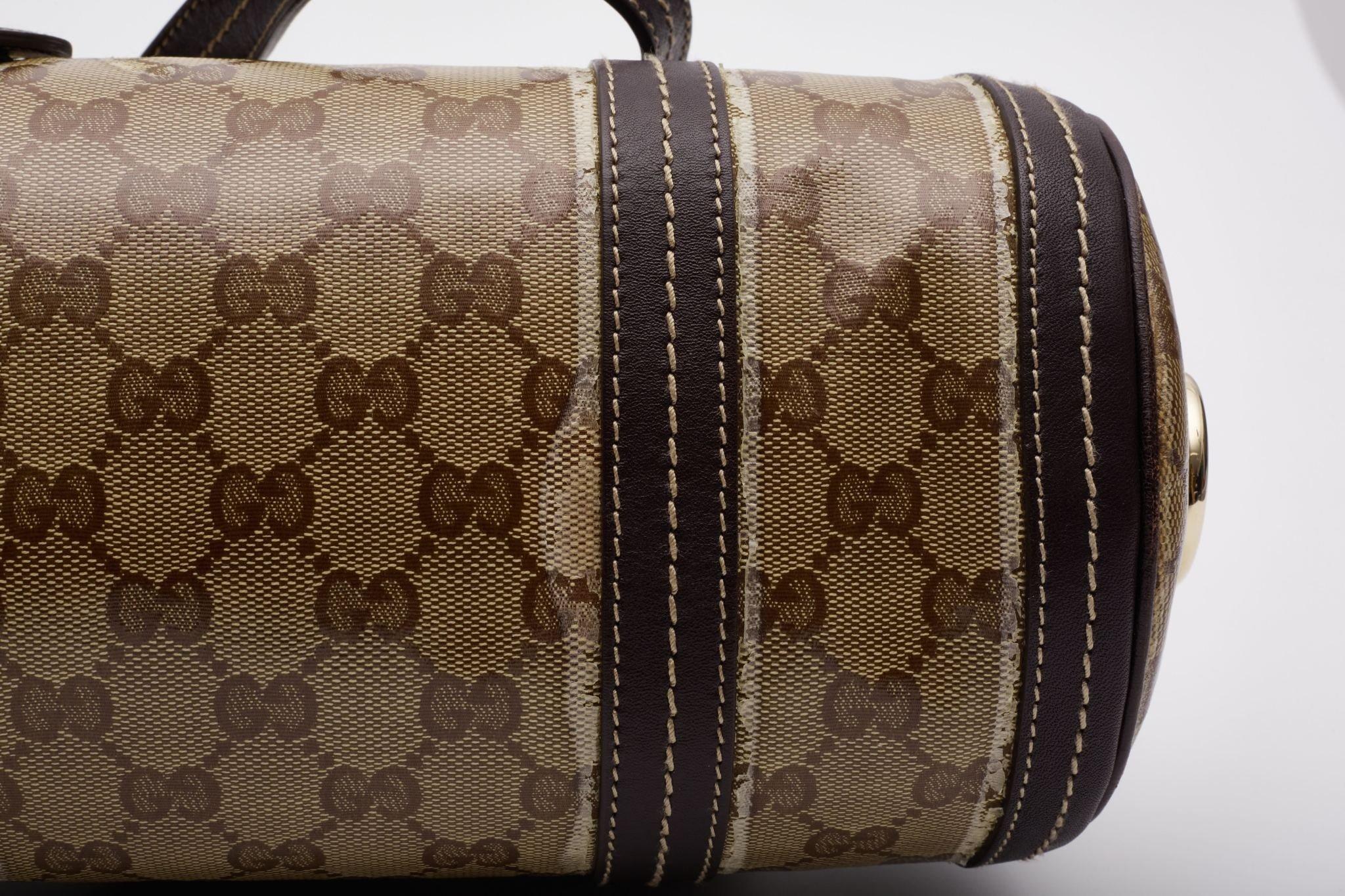 Gucci Monogram Crystal Duchessa Boston Bag Brown Small 6