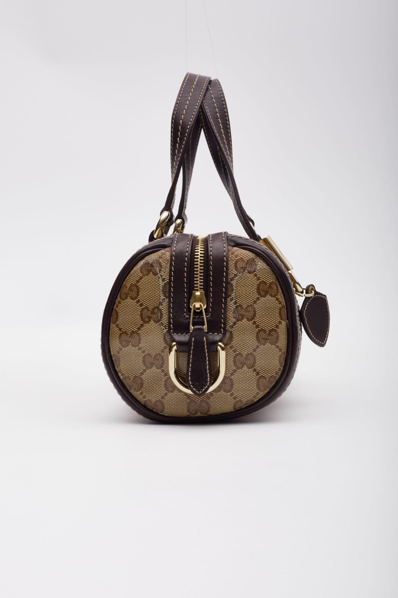  Gucci Monogram Crystal Duchessa Boston Bag Brown Small Pour femmes 
