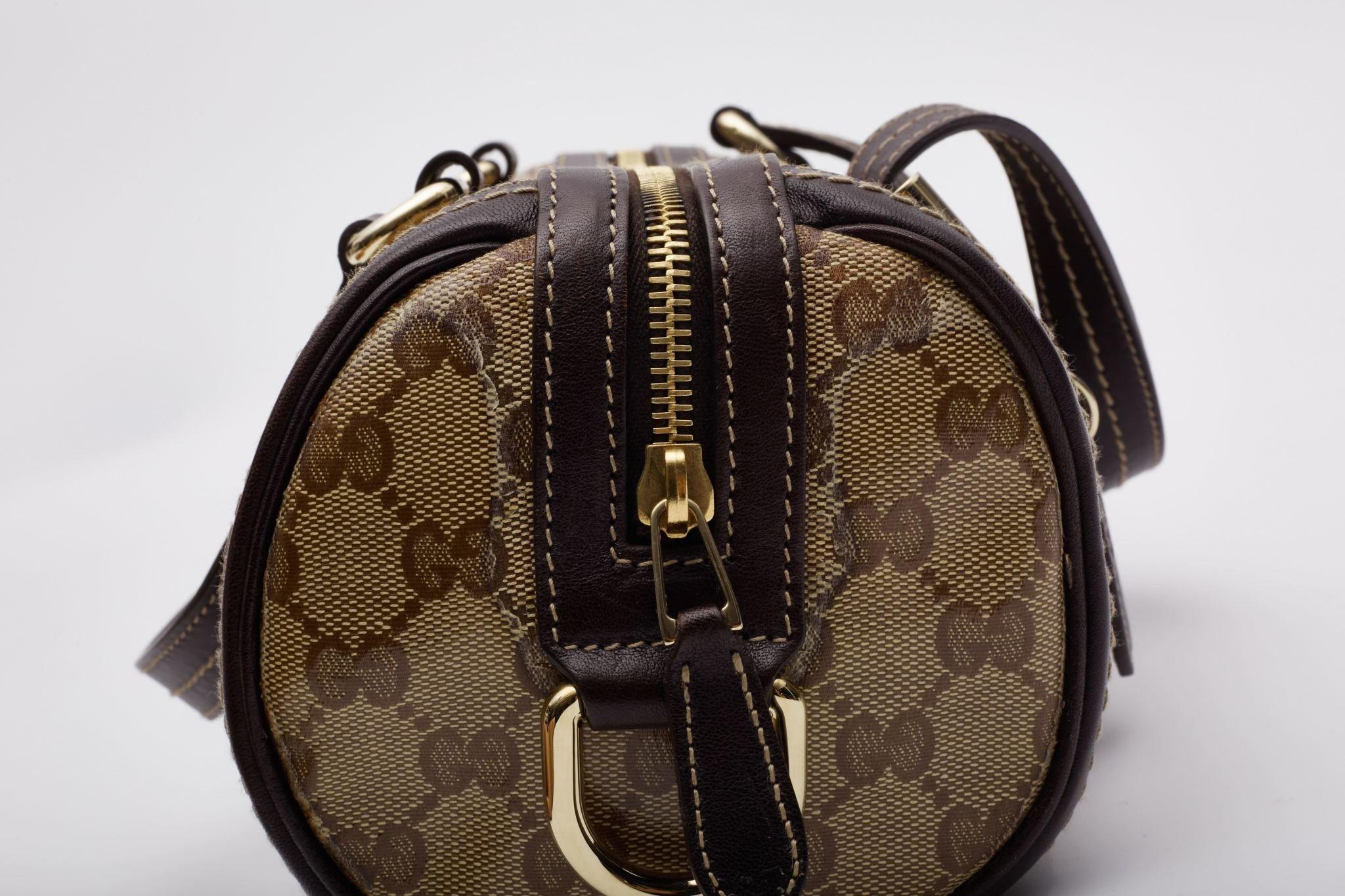 Gucci Monogram Crystal Duchessa Boston Bag Brown Small 3