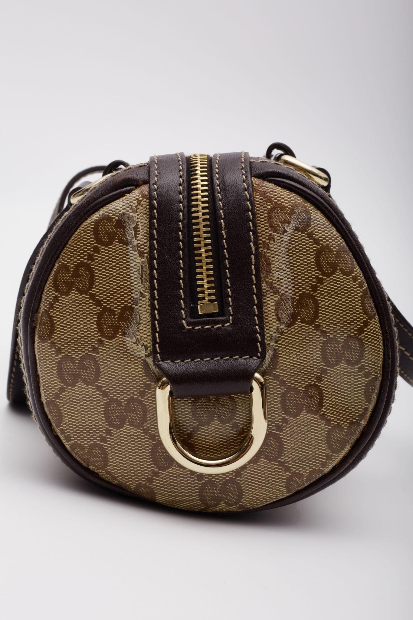 Gucci Monogram Crystal Duchessa Boston Bag Brown Small 4