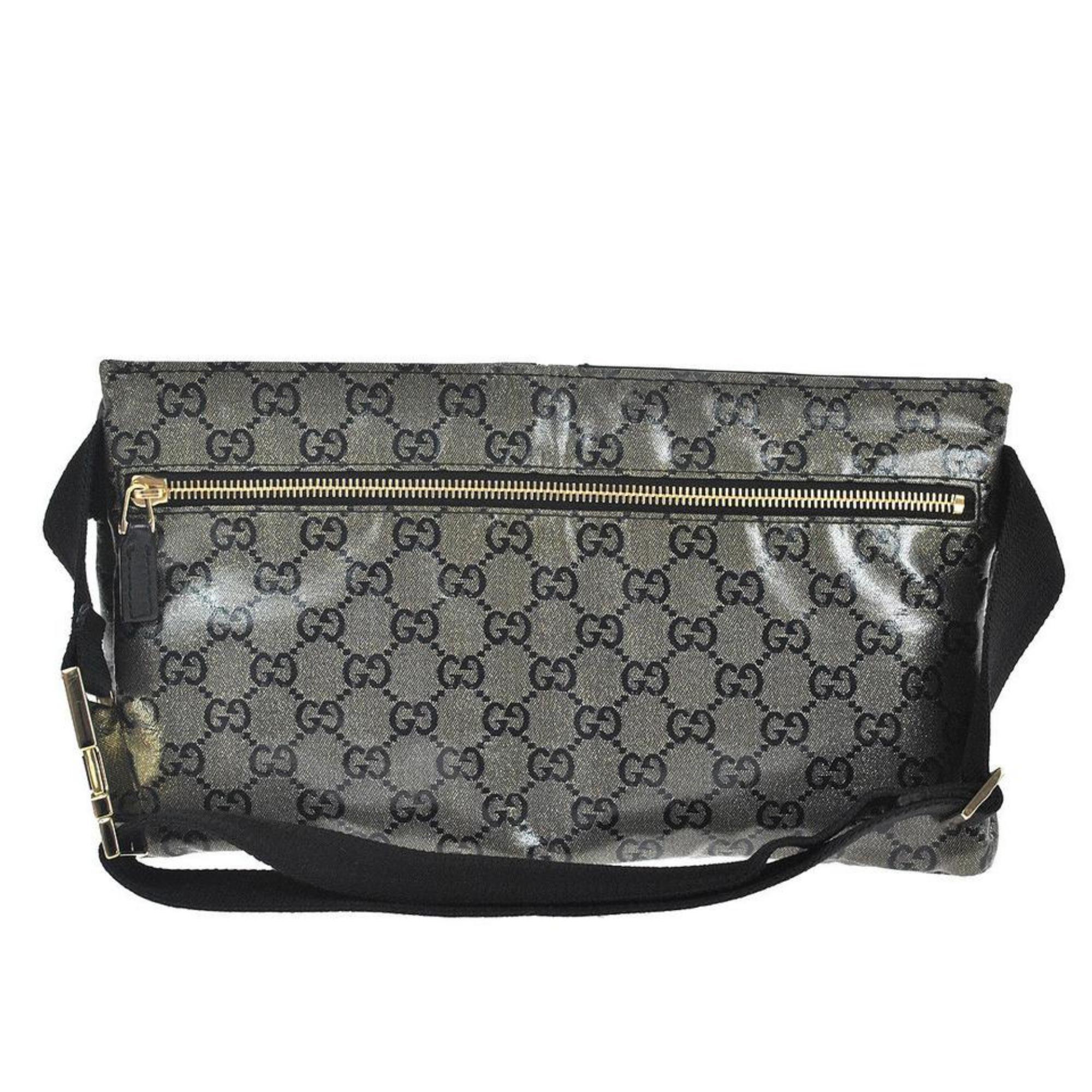 Gucci Monogram Crystal Gg Fanny Pack Belt 868029 Grey Canvas Cross Body Bag For Sale 3