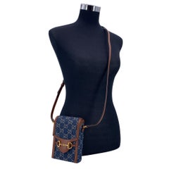 Gucci Monogram Denim and Leather Horsebit 1955 Mini Crossbody Bag
