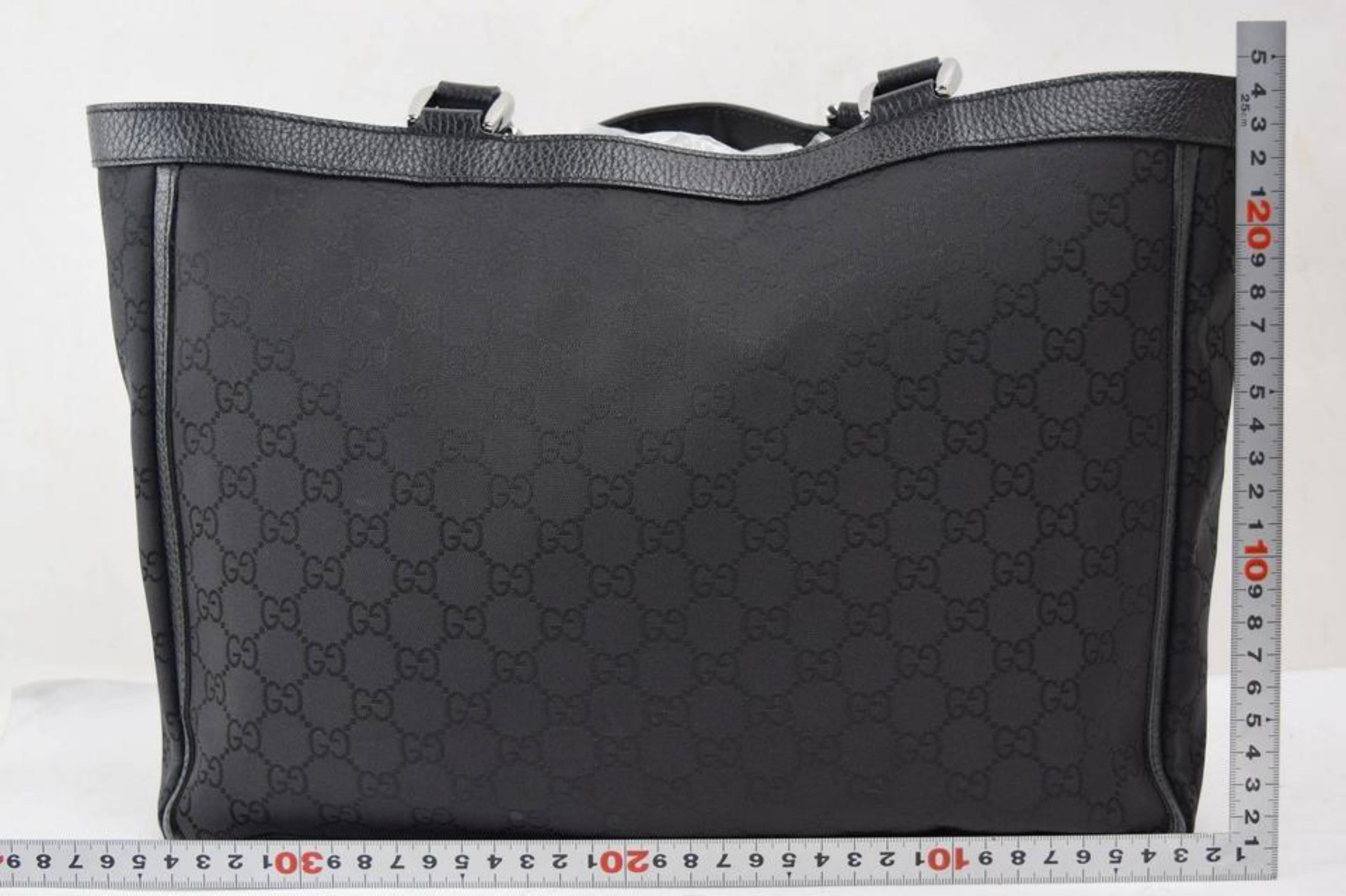 Gucci Monogram Double Pocket Tote 867318 Black Coated Canvas Shoulder Bag For Sale 2