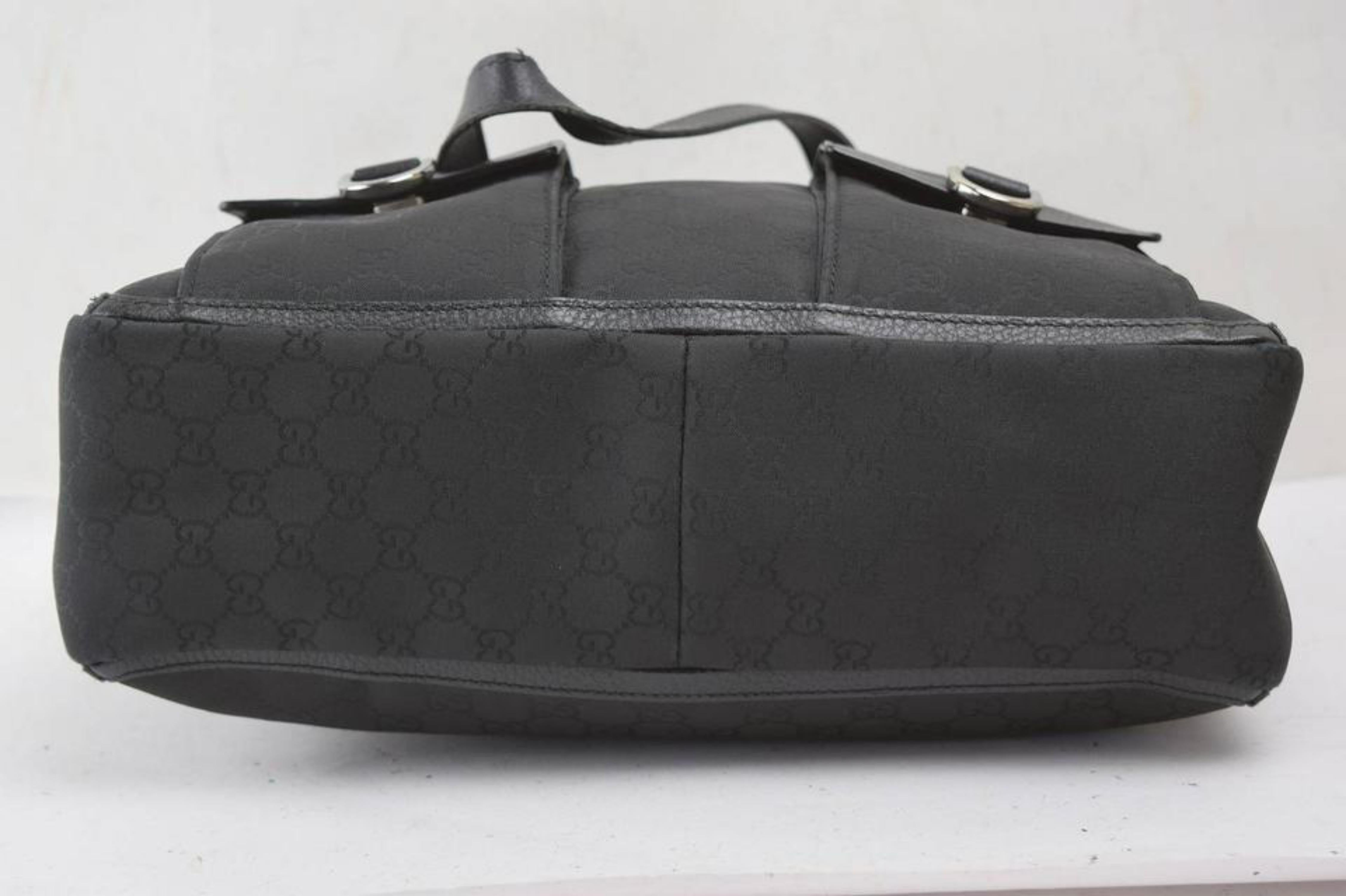 Gucci Monogram Double Pocket Tote 867318 Black Coated Canvas Shoulder Bag For Sale 3