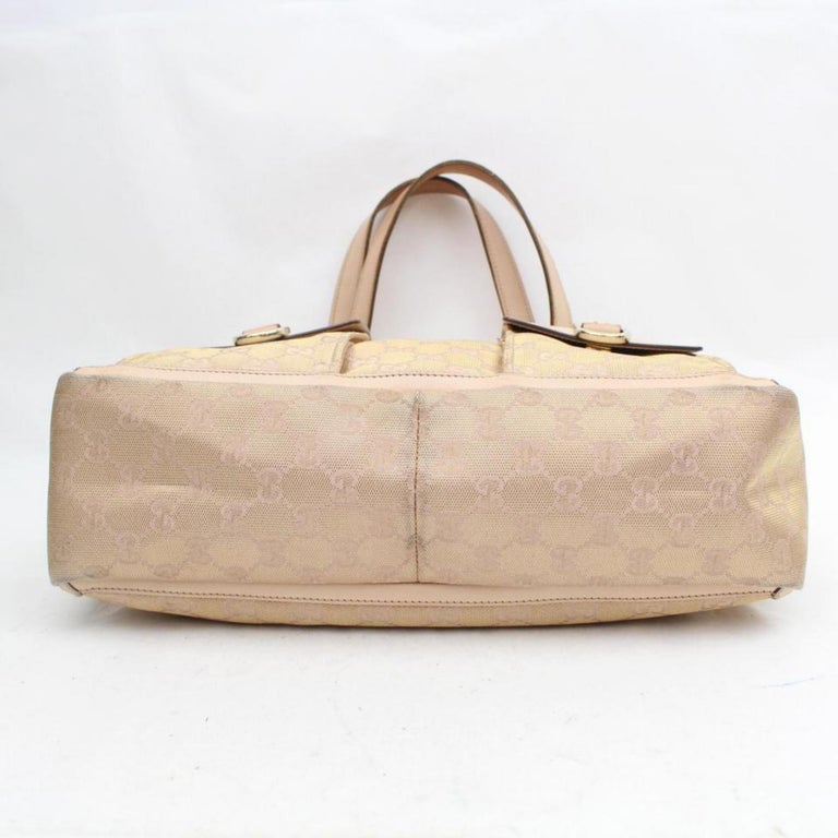 Gucci Monogram Double Pocket Tote 869176 Pink Canvas Shoulder Bag For