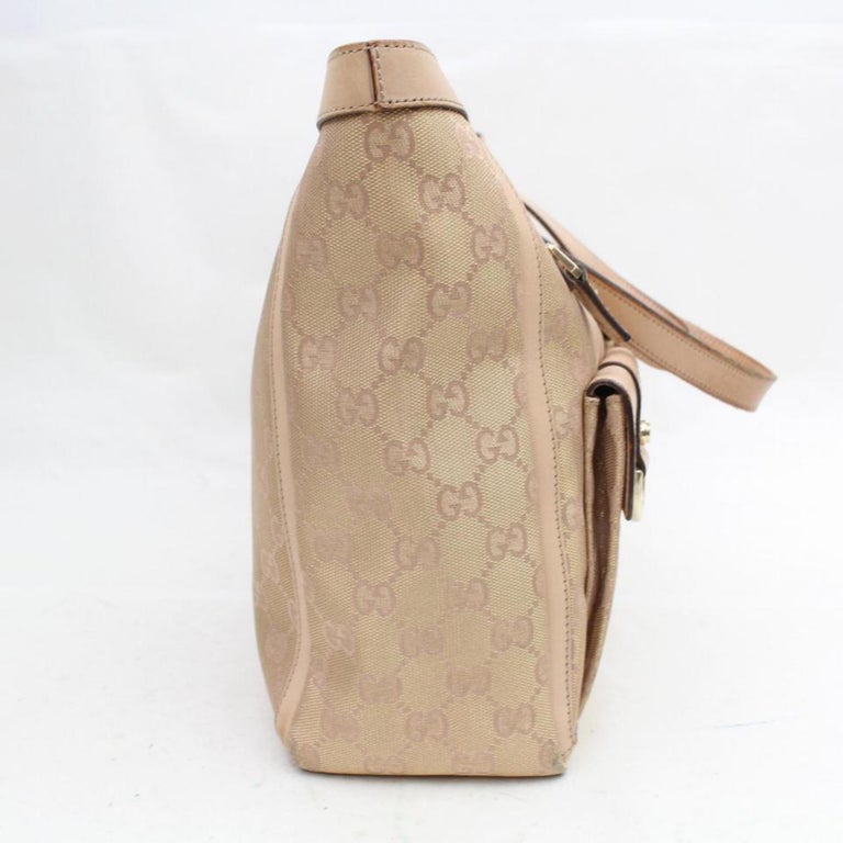 Gucci Monogram Double Pocket Tote 869176 Pink Canvas Shoulder Bag For