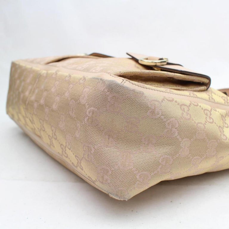 Gucci Monogram Double Pocket Tote 869176 Pink Canvas Shoulder Bag For