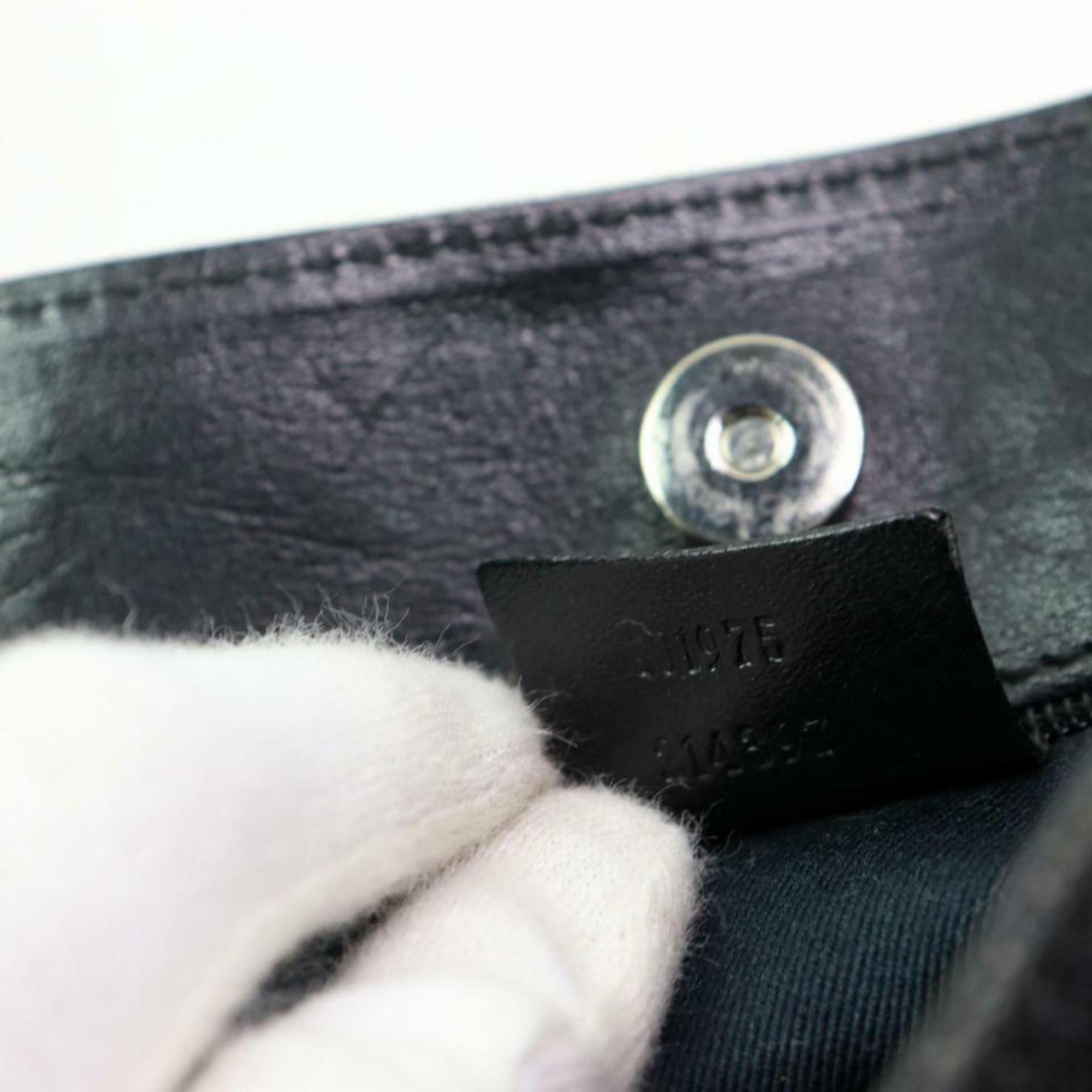 Gucci Monogram Drawstring Horesbit Hobo 870261 Black Canvas Shoulder Bag For Sale 6