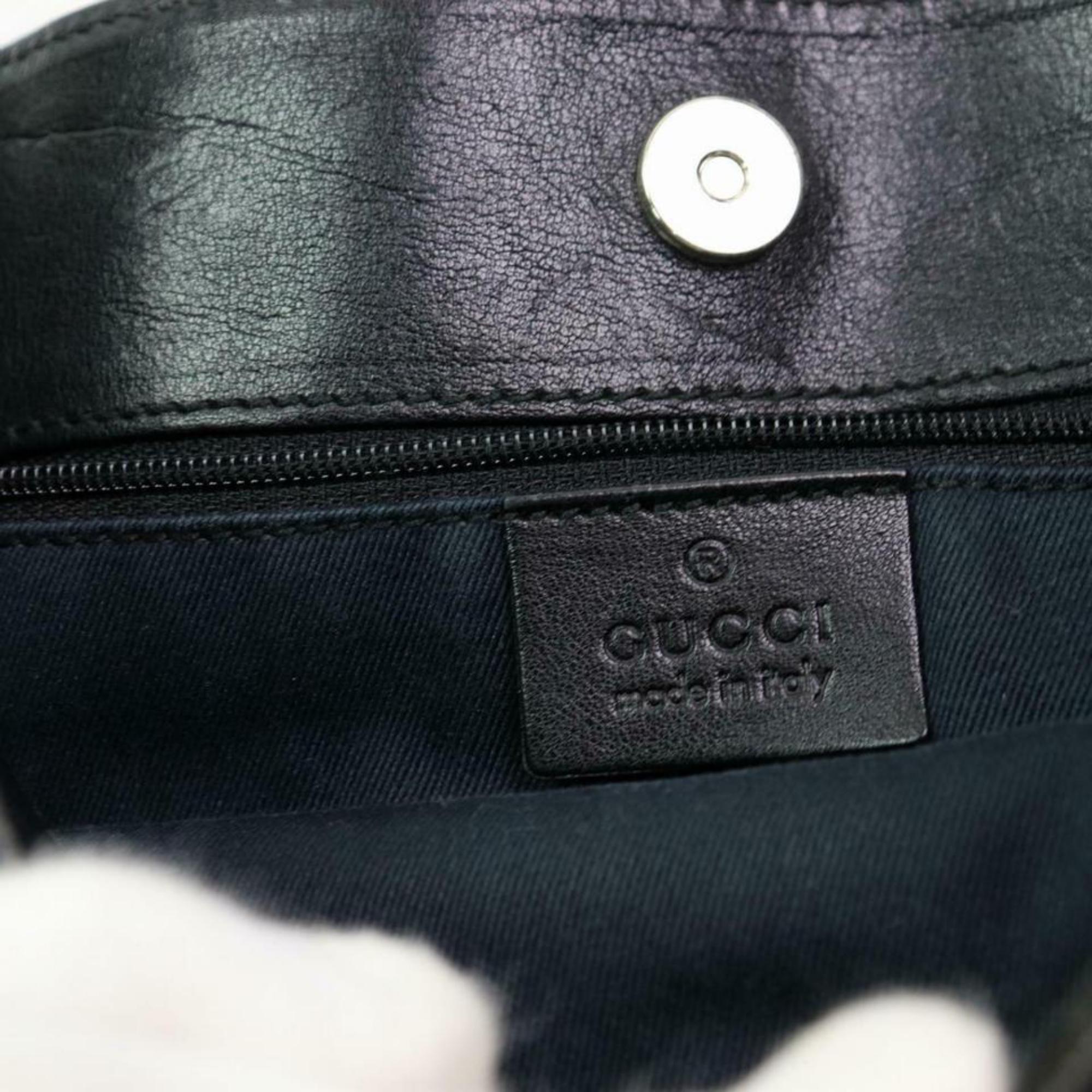 Gucci Monogram Drawstring Horesbit Hobo 870261 Black Canvas Shoulder Bag For Sale 8