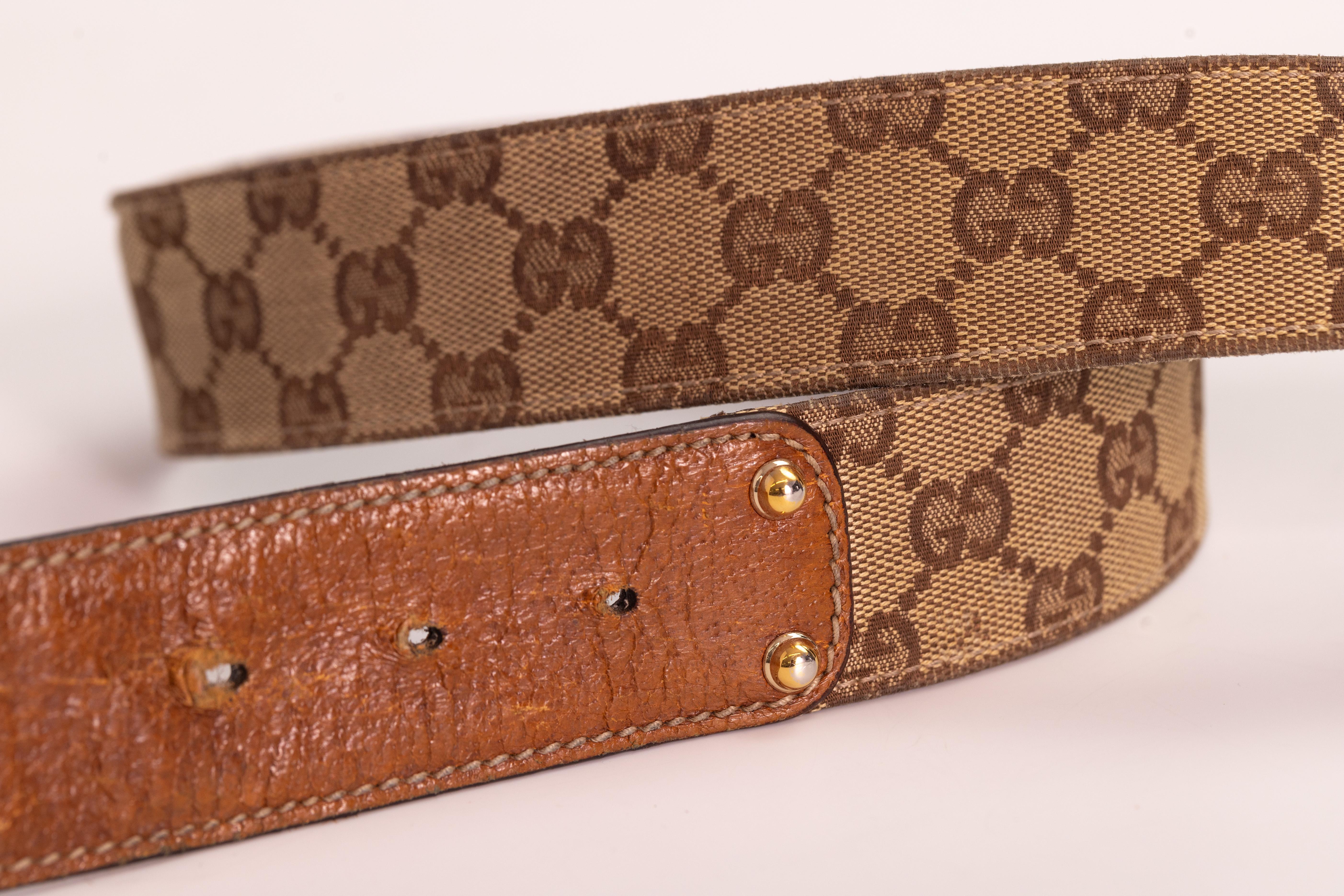 Gucci Monogram Ebony Bamboo G Logo Belt (80/32) For Sale 2