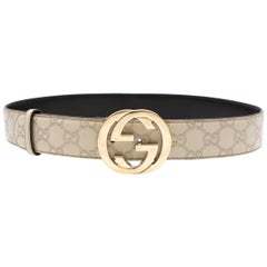Gucci Monogram Ecru GG Leather Belt