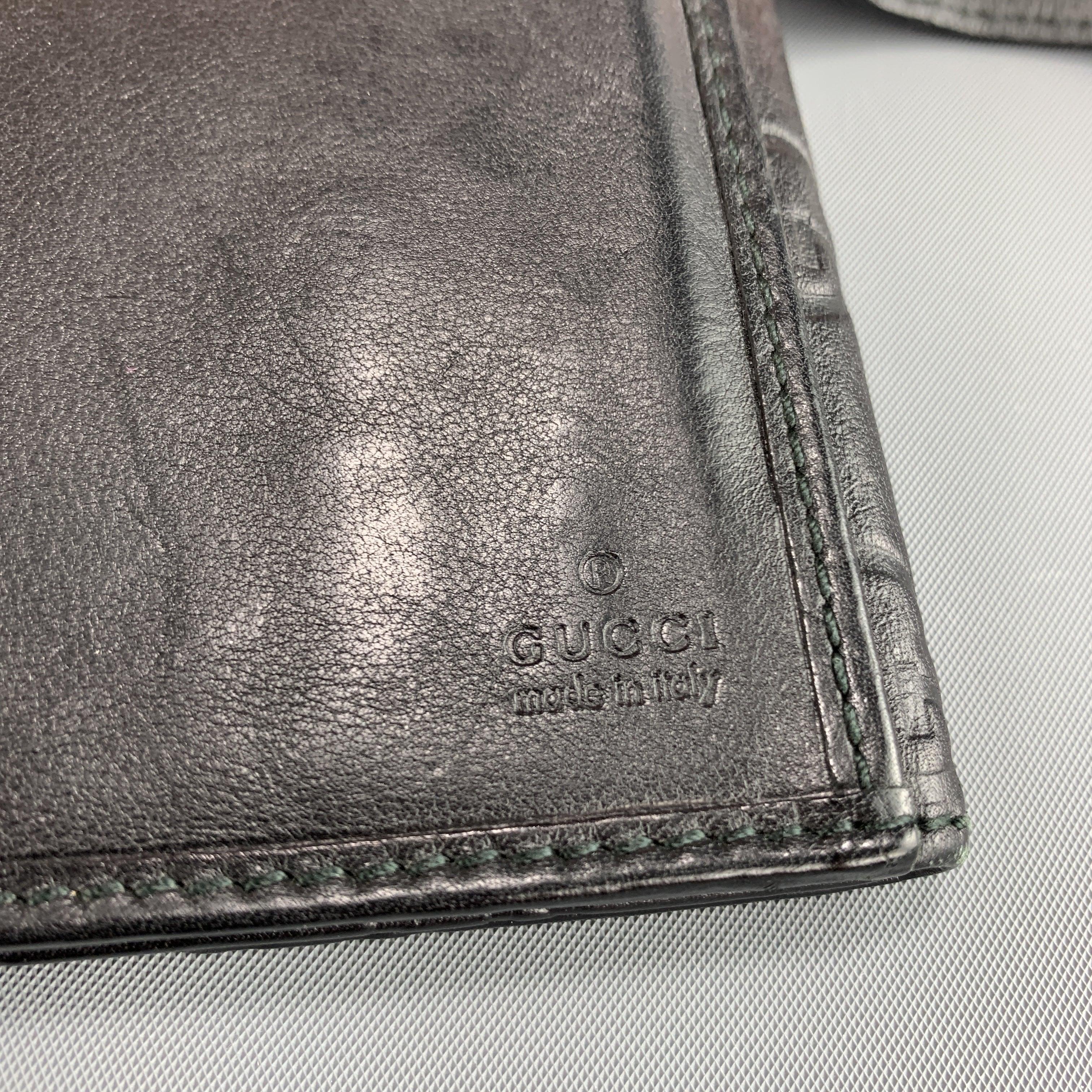 GUCCI Monogram Embossed Black Leather Checkbook Wallet For Sale 6