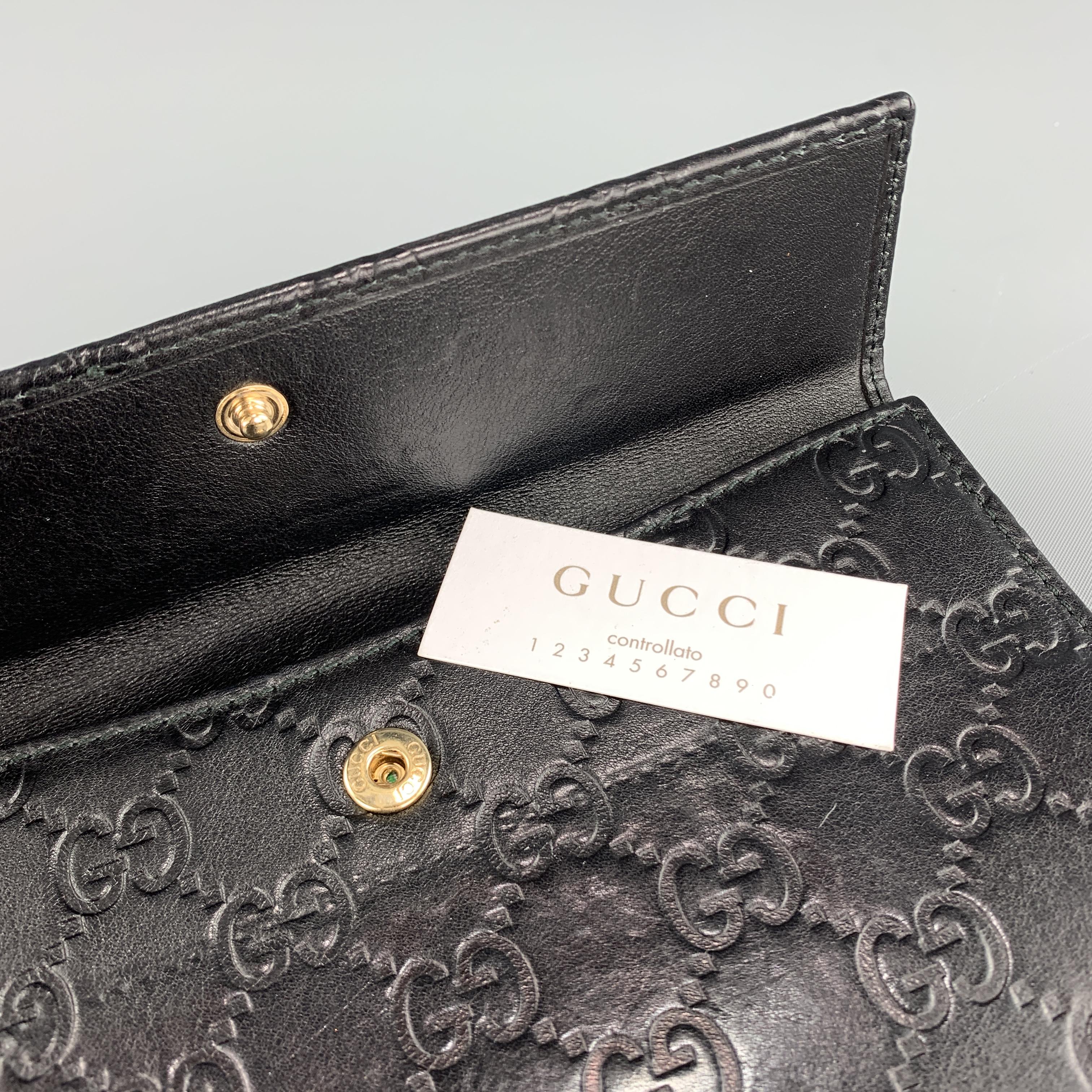 GUCCI Monogram Embossed Black Leather Checkbook Wallet 3
