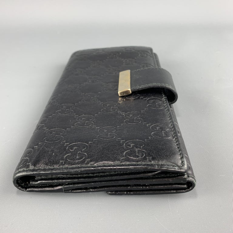 Gucci Women's Large Check Book Style Leather Wallet