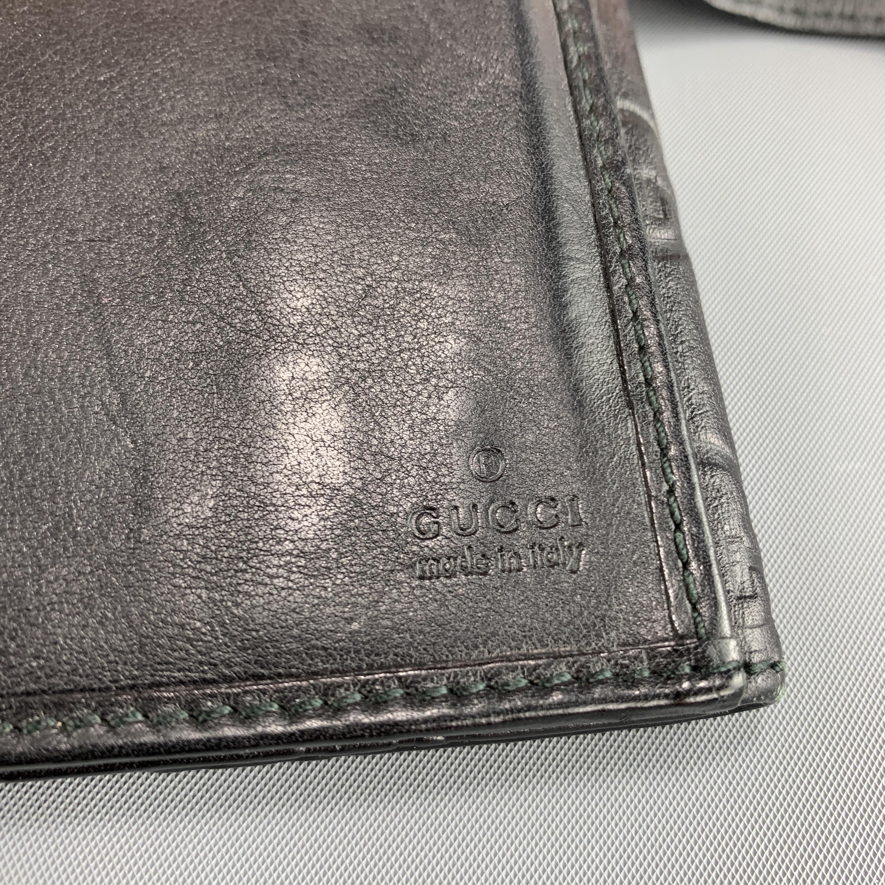 GUCCI Monogram Embossed Black Leather Checkbook Wallet 2