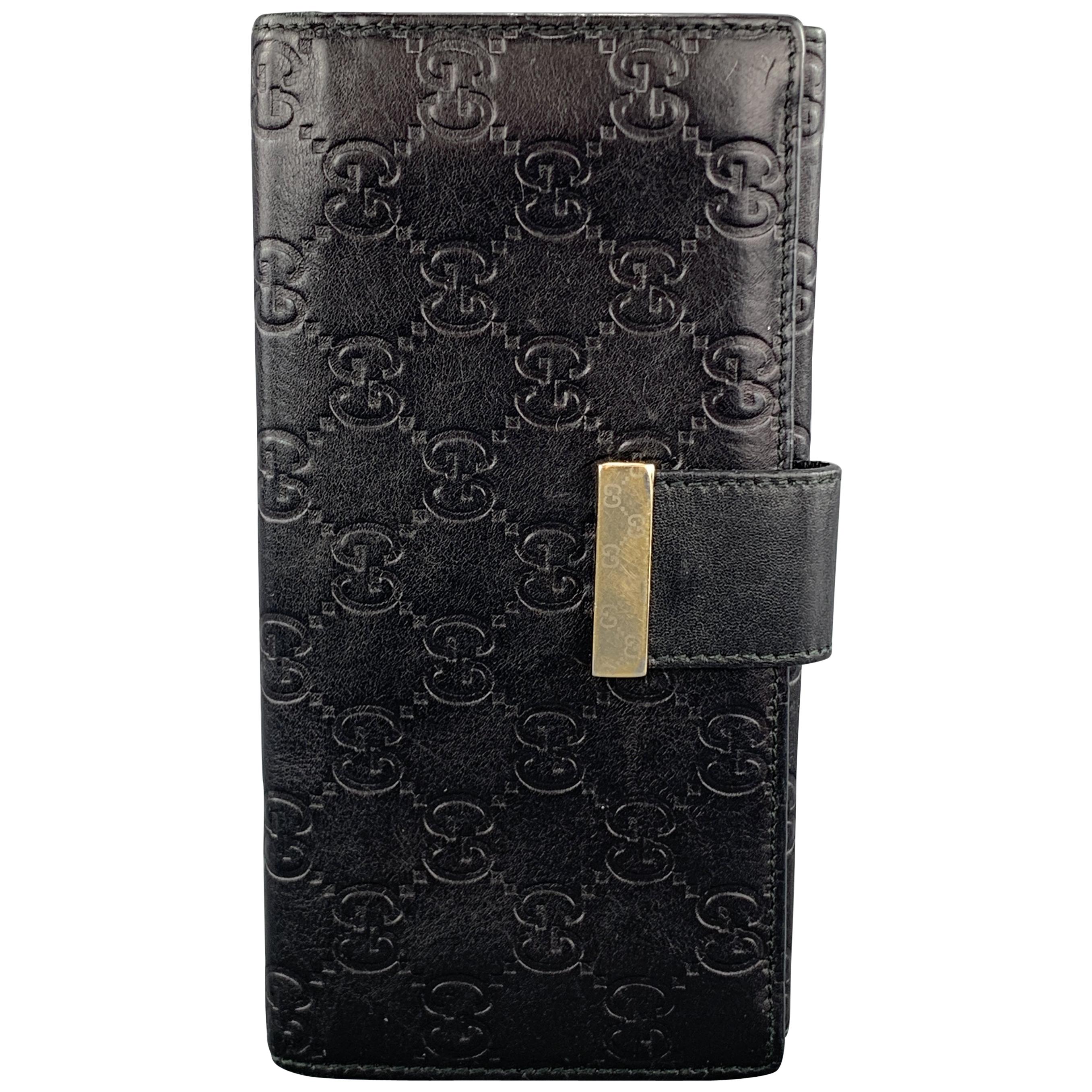 CHANEL Authentic Leather Unisex Wild Stitch Black Flap Long Wallet