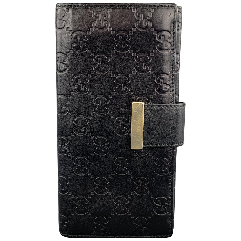 GUCCI Monogram Embossed Black Leather Checkbook Wallet For Sale at 1stdibs