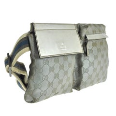 Gucci Monogram Fanny Pack Waist Pouch 868030 Silver Canvas Cross Body Bag