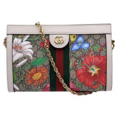 Gucci Monogram Flora Canvas Ophidia Shoulder Bag White