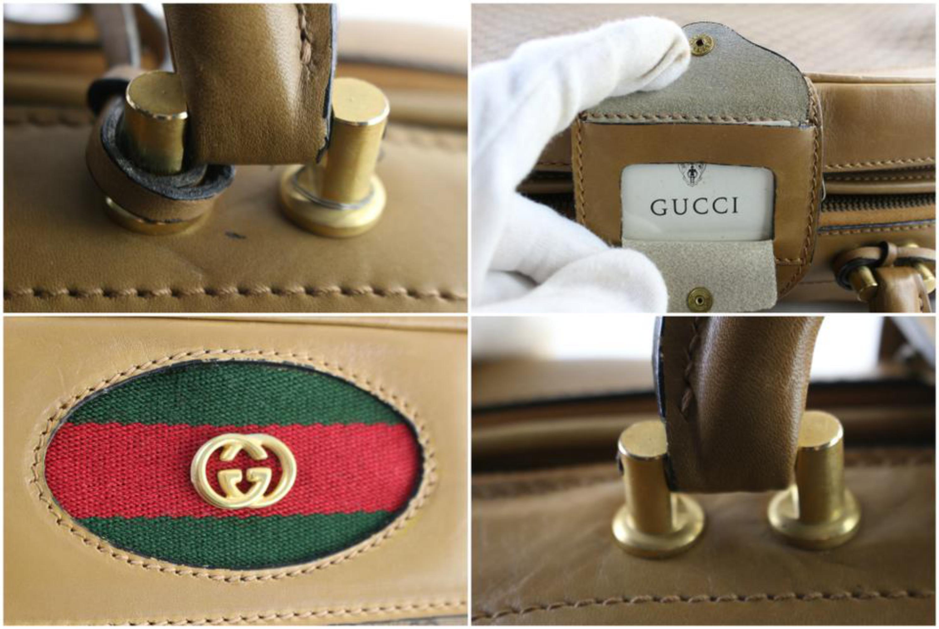 Brown Gucci Monogram Gg 2way Web Luggage 15gr0323 Coated Canvas Weekend/Travel Bag For Sale