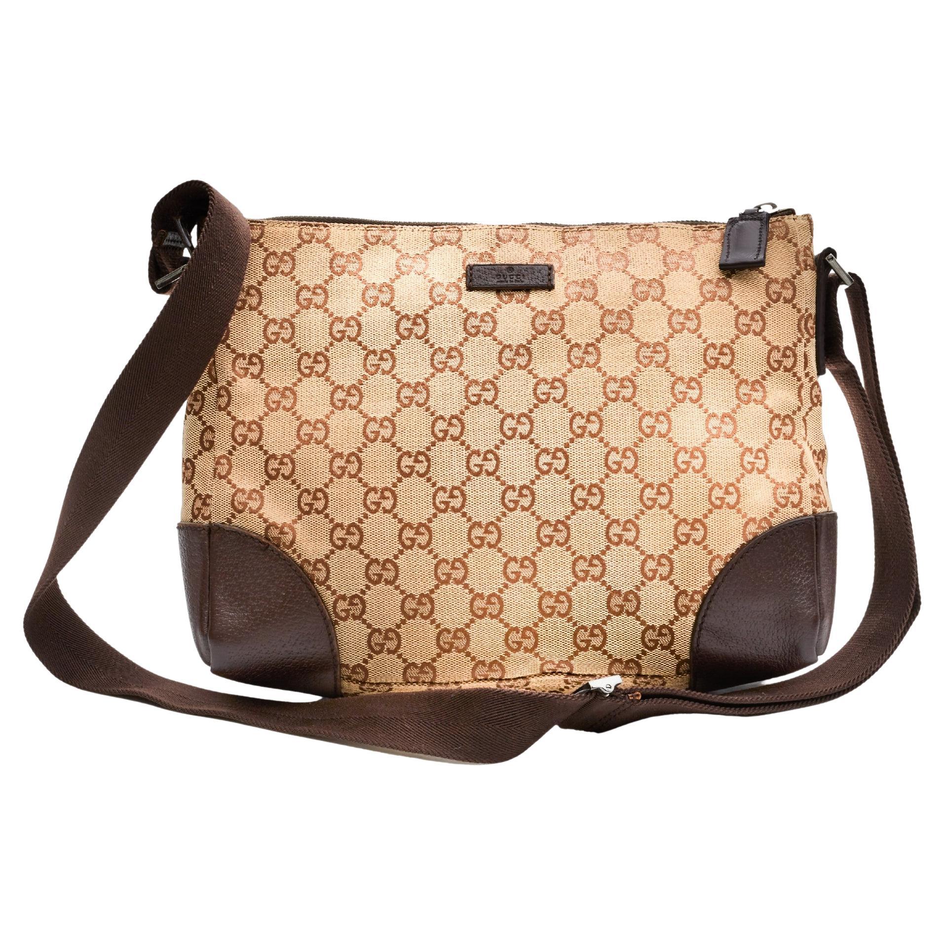 Gucci Monogram GG Beige Canvas Crossbody Bag 