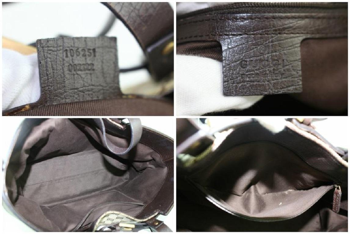 Gris Gucci - Sac fourre-tout en toile marron avec boucle de ceinture et monogramme Gg 229081 en vente