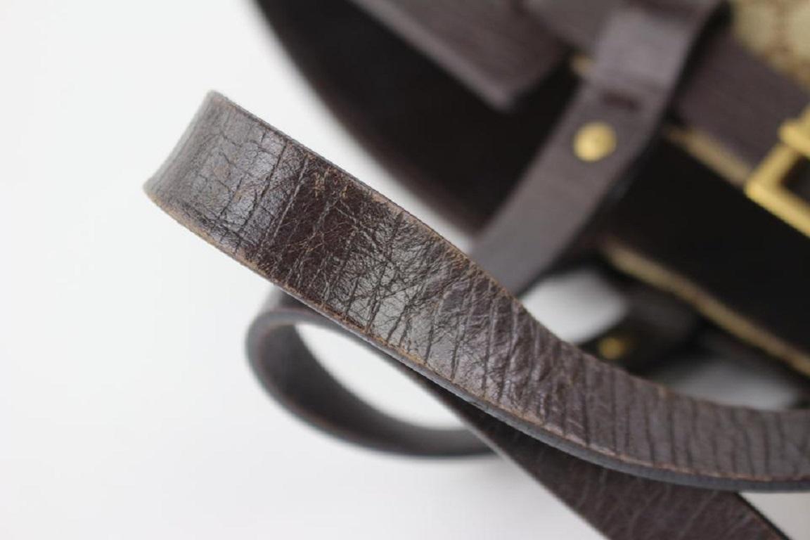 Gucci - Sac fourre-tout en toile marron avec boucle de ceinture et monogramme Gg 229081 en vente 3