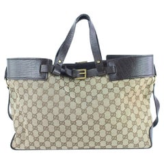 Gucci Monogram Gg Belt Buckle 229081 Tote in tela marrone