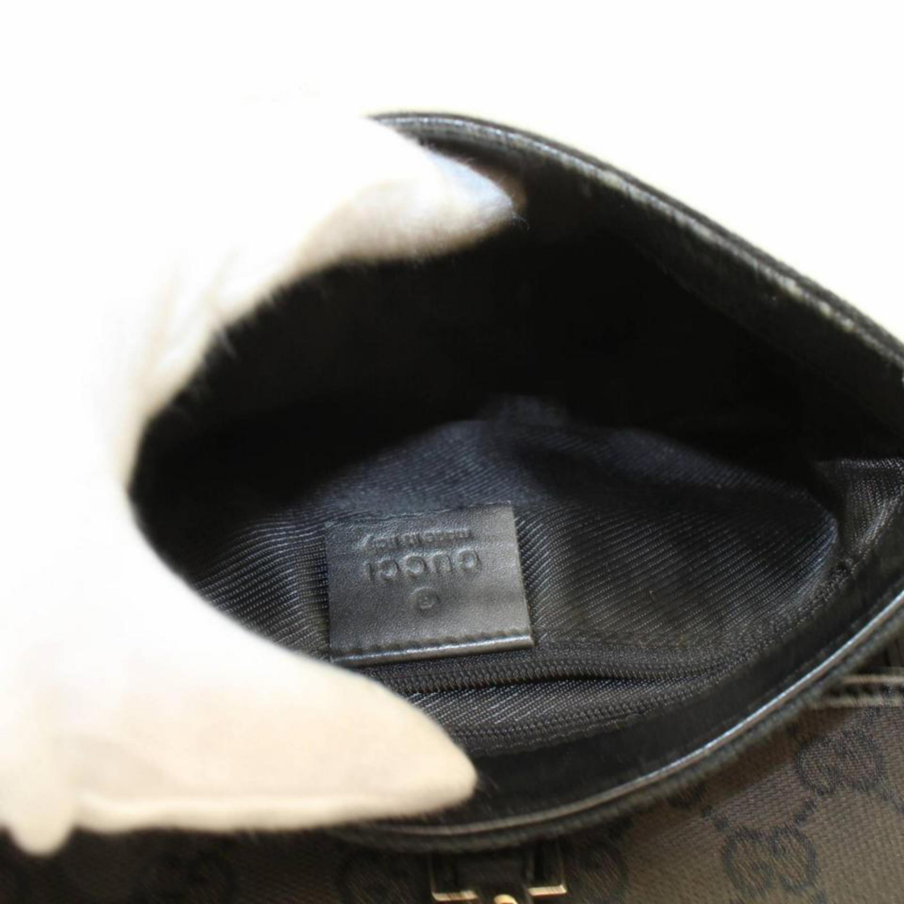 Gucci Monogram Gg Belt Fanny Pack Waist Pouch 869344 Black Canvas Shoulder Bag In Good Condition For Sale In Forest Hills, NY