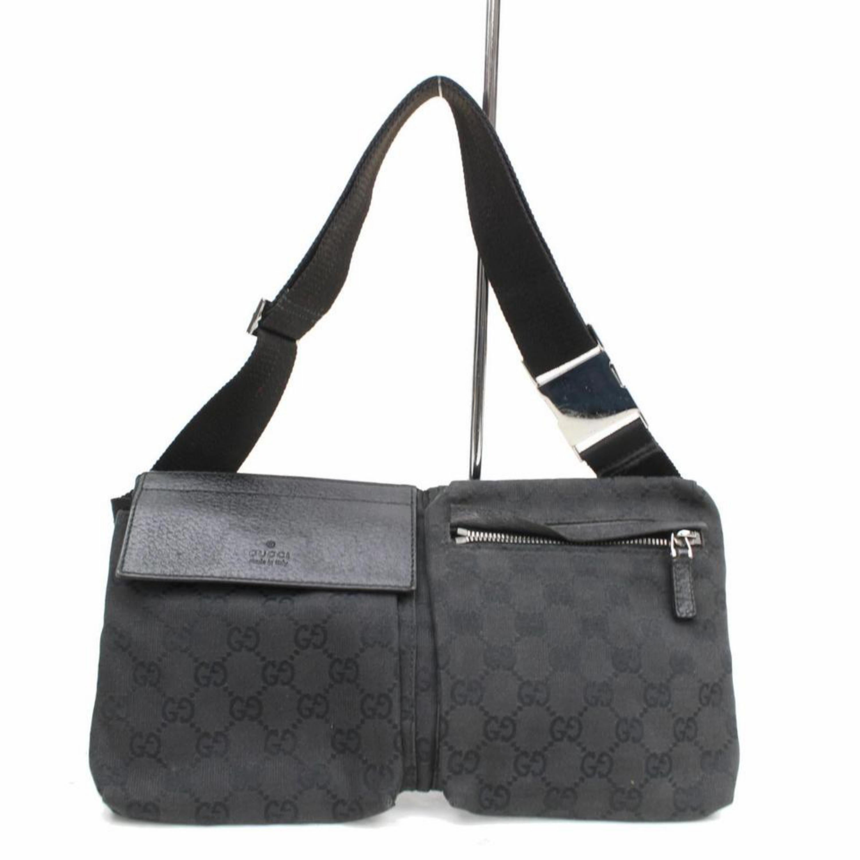 Gucci Monogram Gg Belt Fanny Pack Waist Pouch 869604 Black Canvas Cross Body Bag For Sale 6