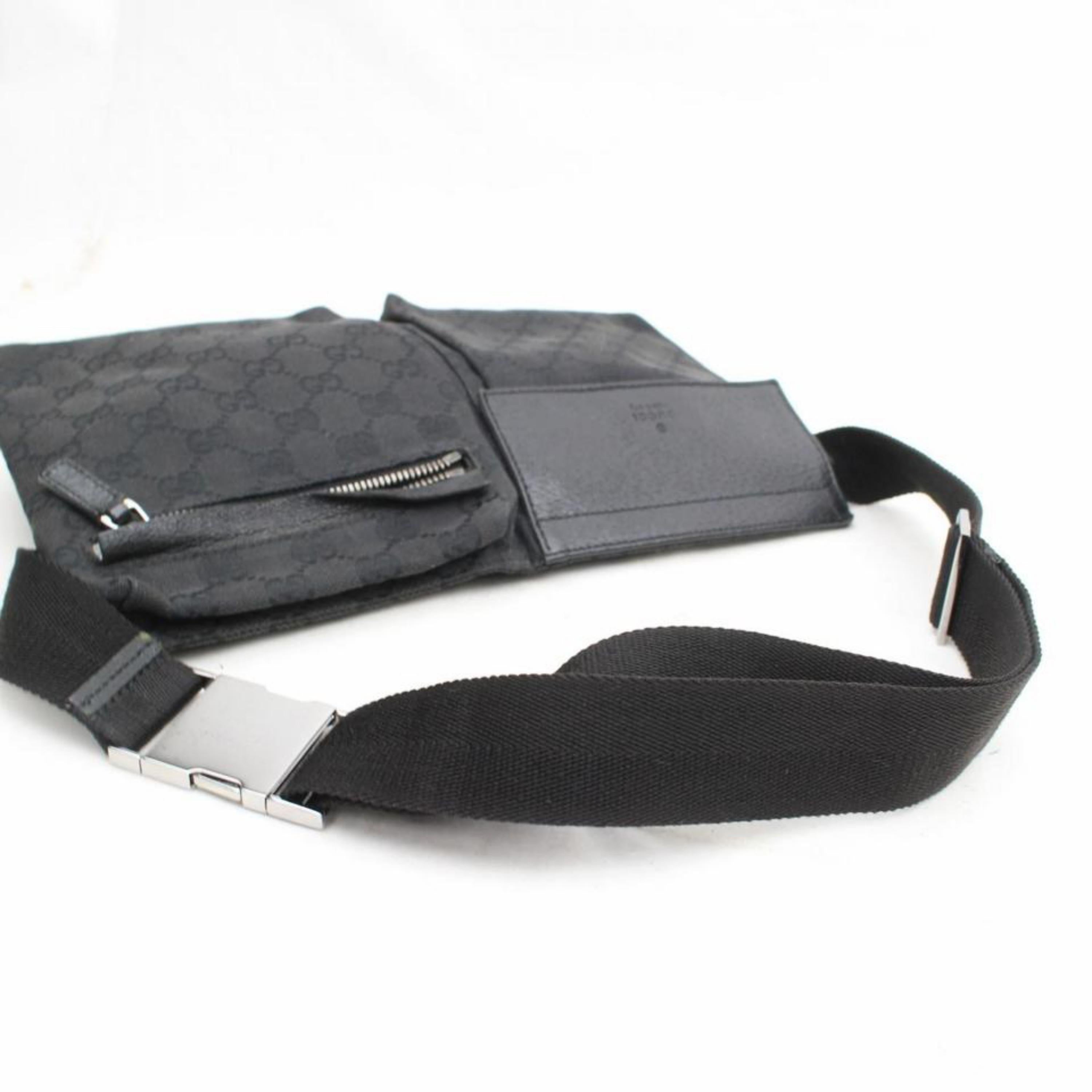 Gucci Monogram Gg Belt Fanny Pack Waist Pouch 869604 Black Canvas Cross Body Bag For Sale 8