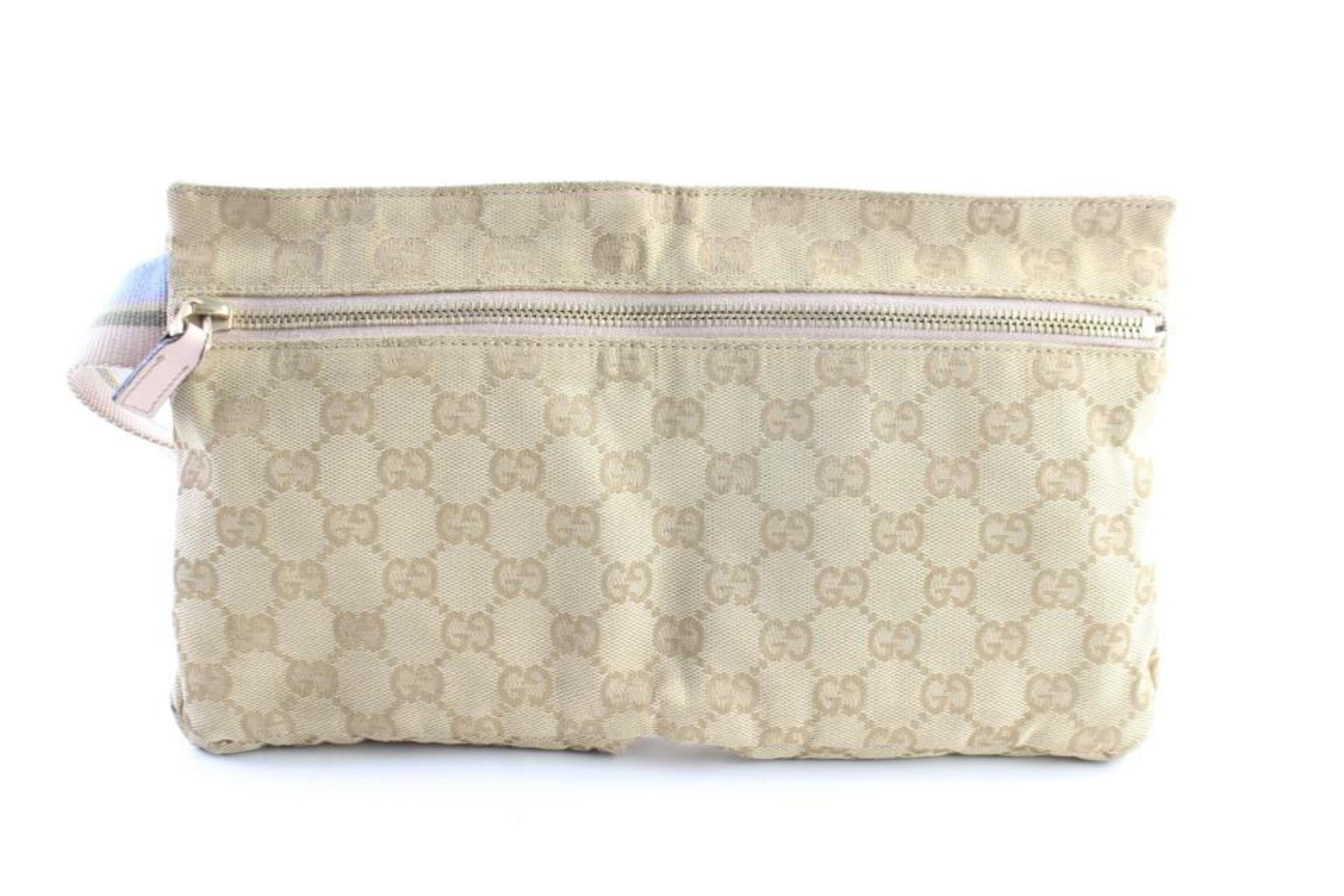 Gucci Monogram Gg Belt Pouch Fanny Pack 228285 Brown Coated Canvas Cross BodyBag For Sale 3