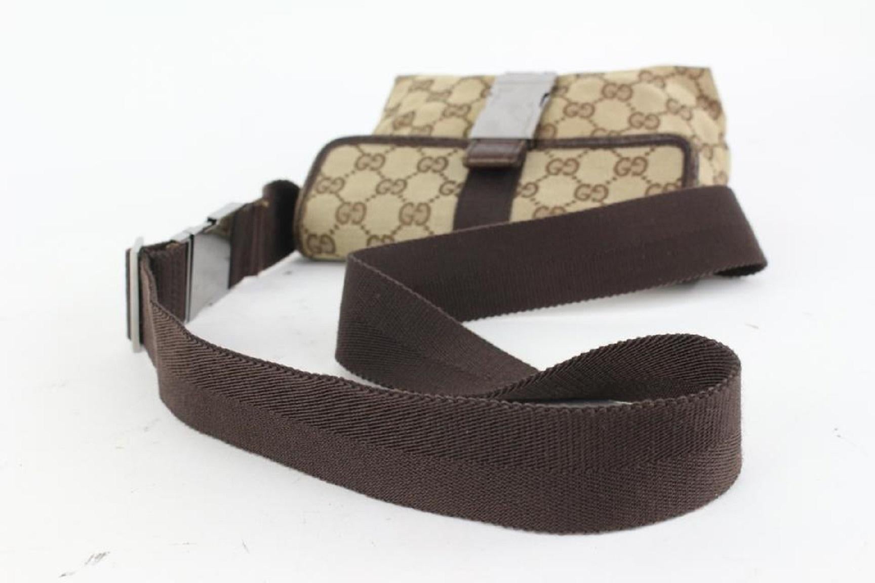 Brown Gucci Monogram GG Belt Pouch Fanny Pack Waist Bag 913gk20 For Sale