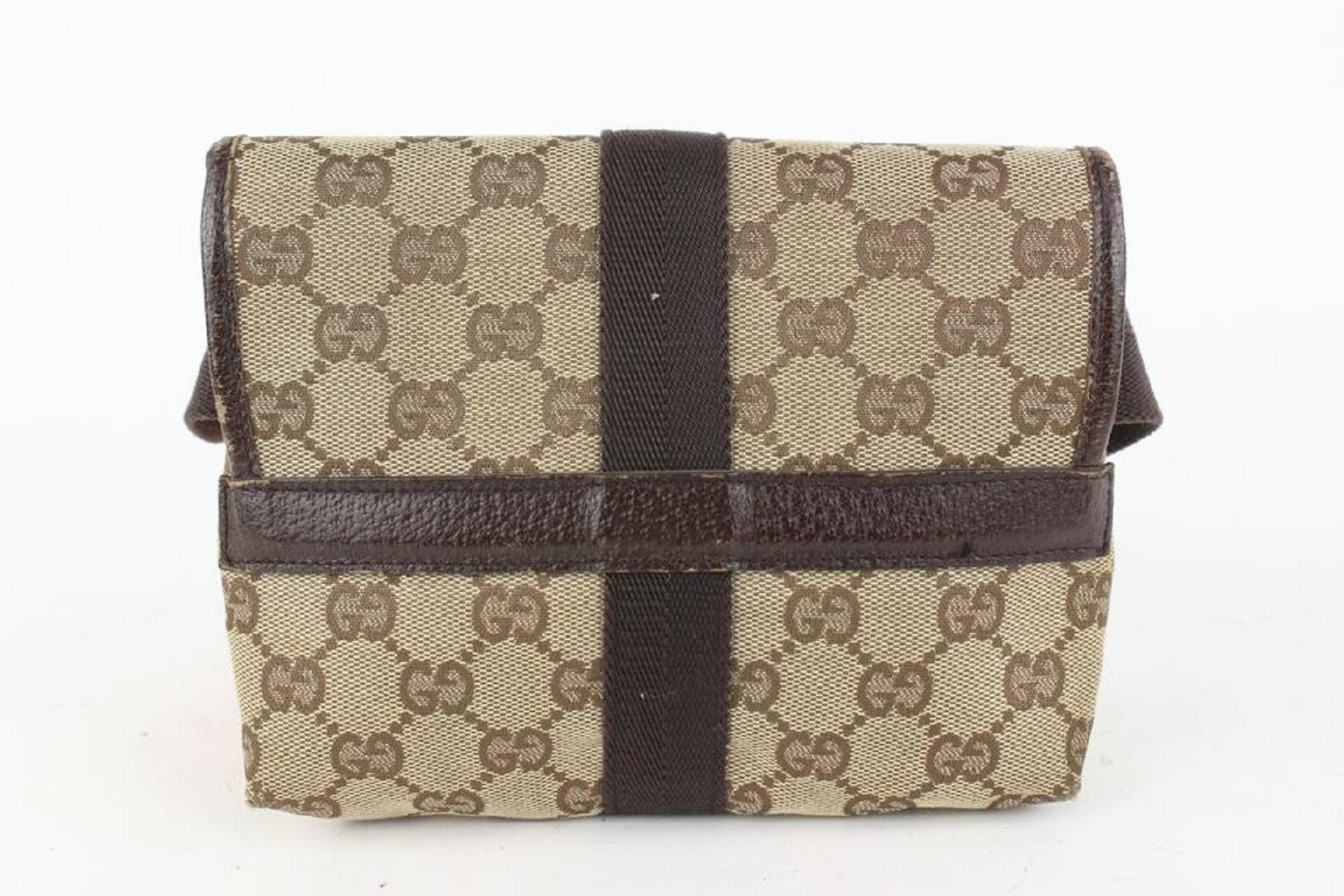 Gucci Monogram GG Belt Pouch Fanny Pack Waist Bag 913gk20 In Good Condition For Sale In Dix hills, NY