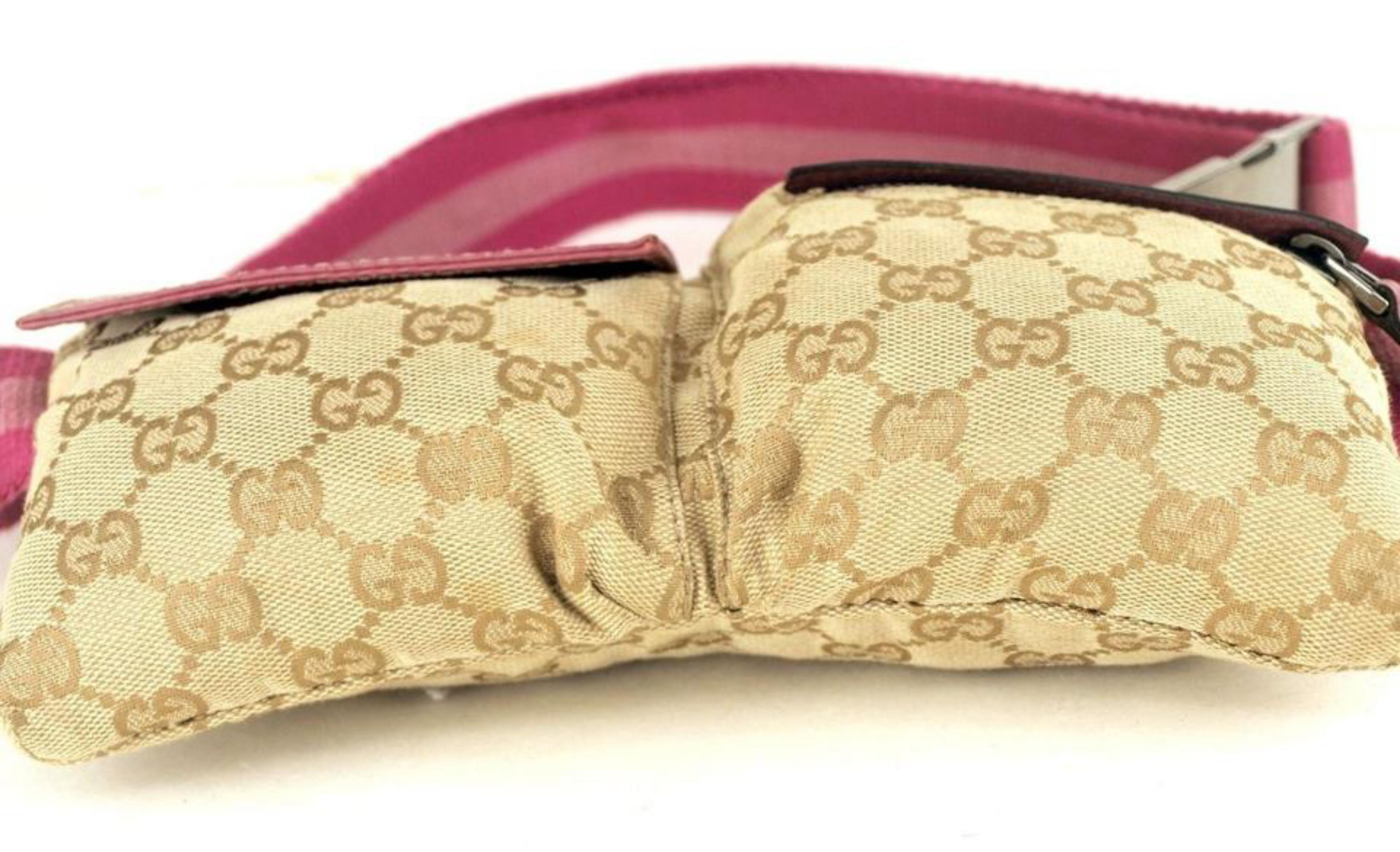 Gucci Monogram Gg Belt Waist Pouch 866876 Beige Canvas Cross Body Bag For Sale 6