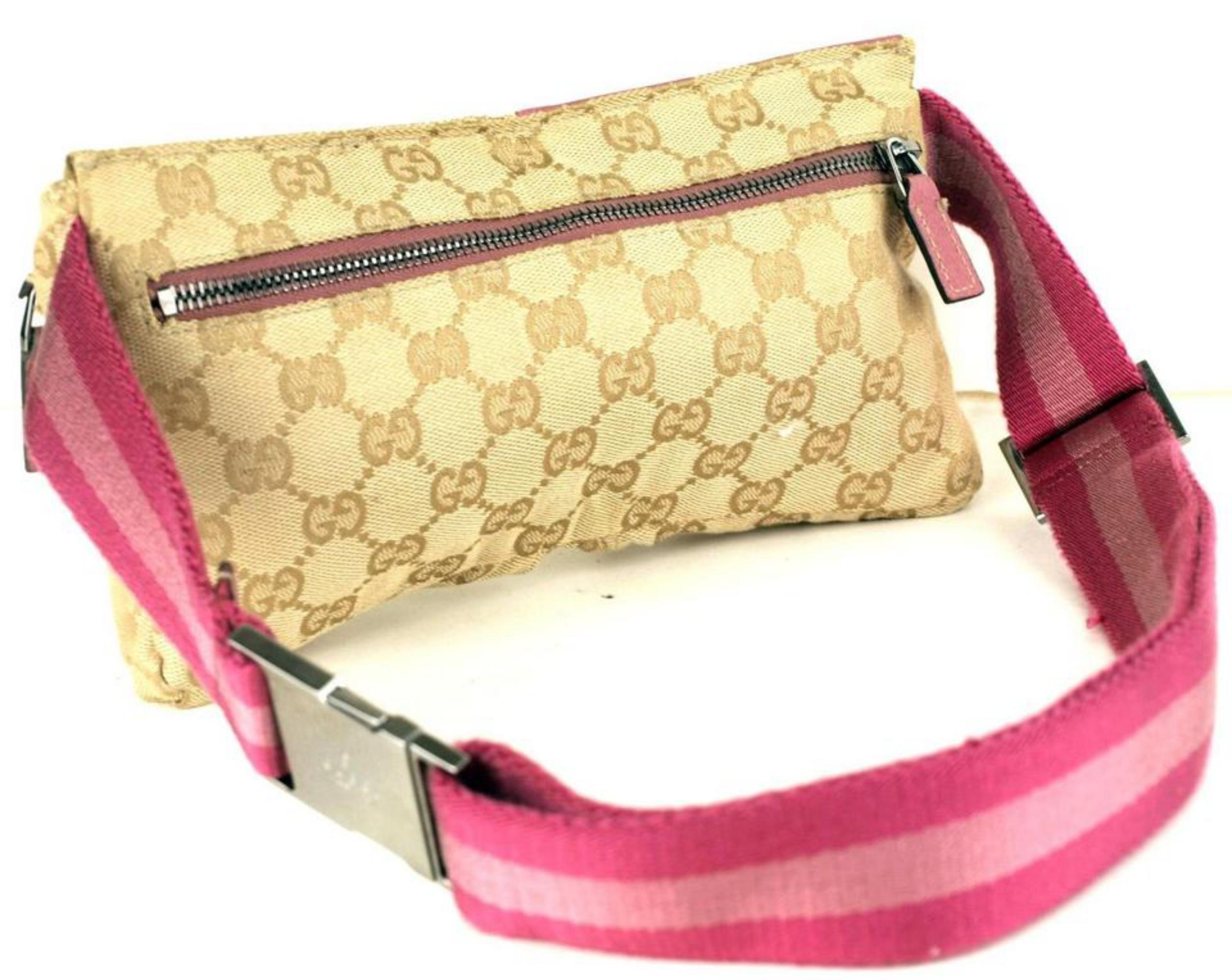 Gucci Monogram Gg Belt Waist Pouch 866876 Beige Canvas Cross Body Bag For Sale 5