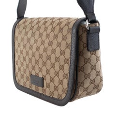 Gucci Monogram GG Canvas 807401990 Brown & Beige Flap Cross Body Messenger Bag