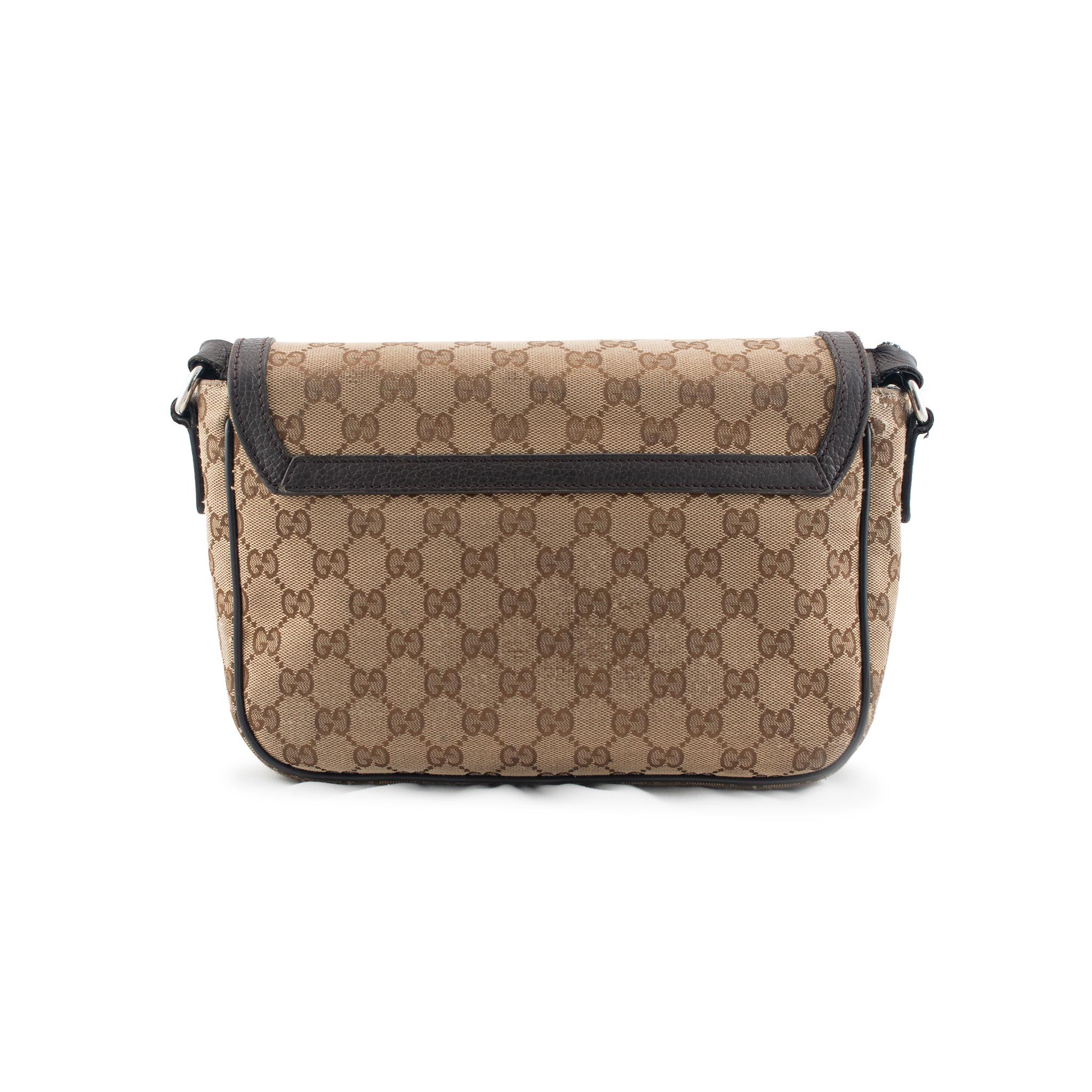 Gucci Monogram GG Canvas 807401990 Brown & Beige Flap Cross Body Messenger Bag For Sale 1