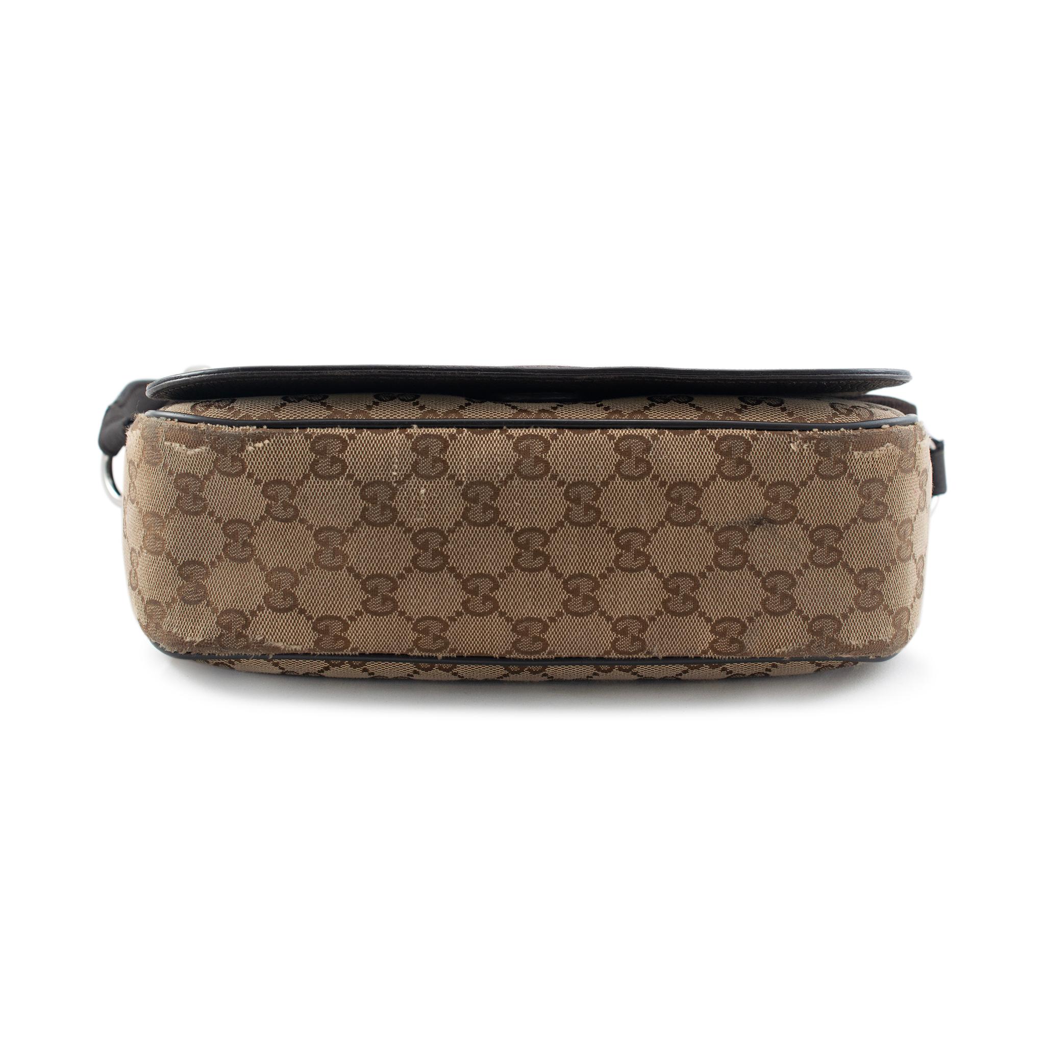 Gucci Monogram GG Canvas 807401990 Brown & Beige Flap Cross Body Messenger Bag For Sale 3