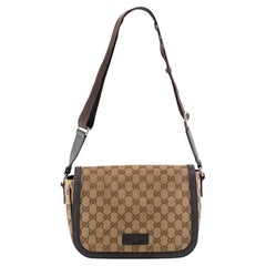 Gucci Monogram GG Canvas 807401990 Brown & Beige Flap Cross Body Messenger Bag