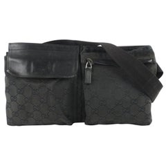 Vintage Gucci Monogram Gg Fanny Pack Waist Pouch 228719 Black Canvas Cross Body Bag