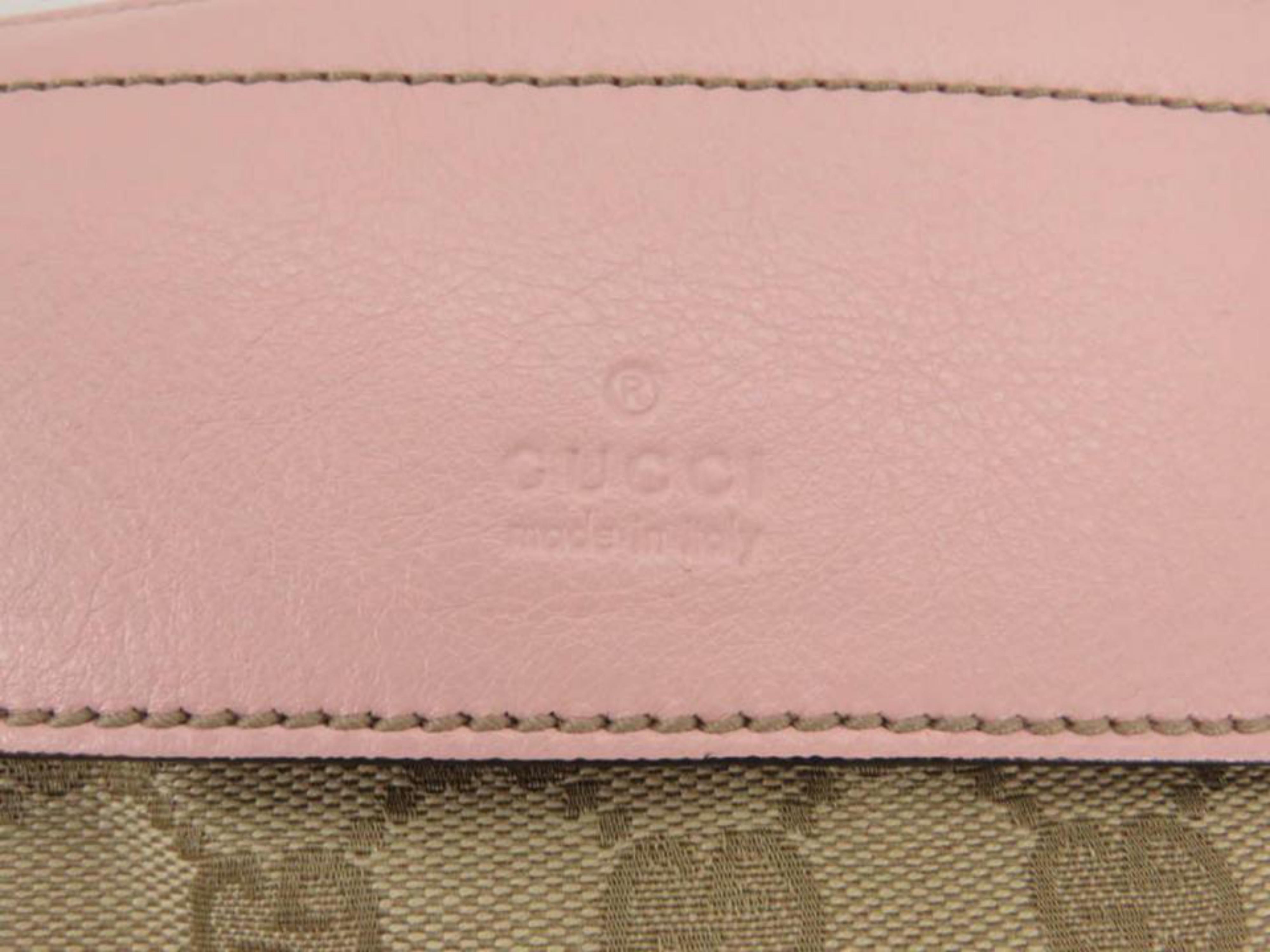 Gucci Monogram Gg Fanny Pack Waist Pouch B867848 Pink Canvas Cross Body Bag 5