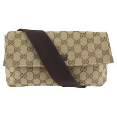 Gucci Monogram GG Flap Belt Bag Fanny Pack Waist Pouch 1215g46