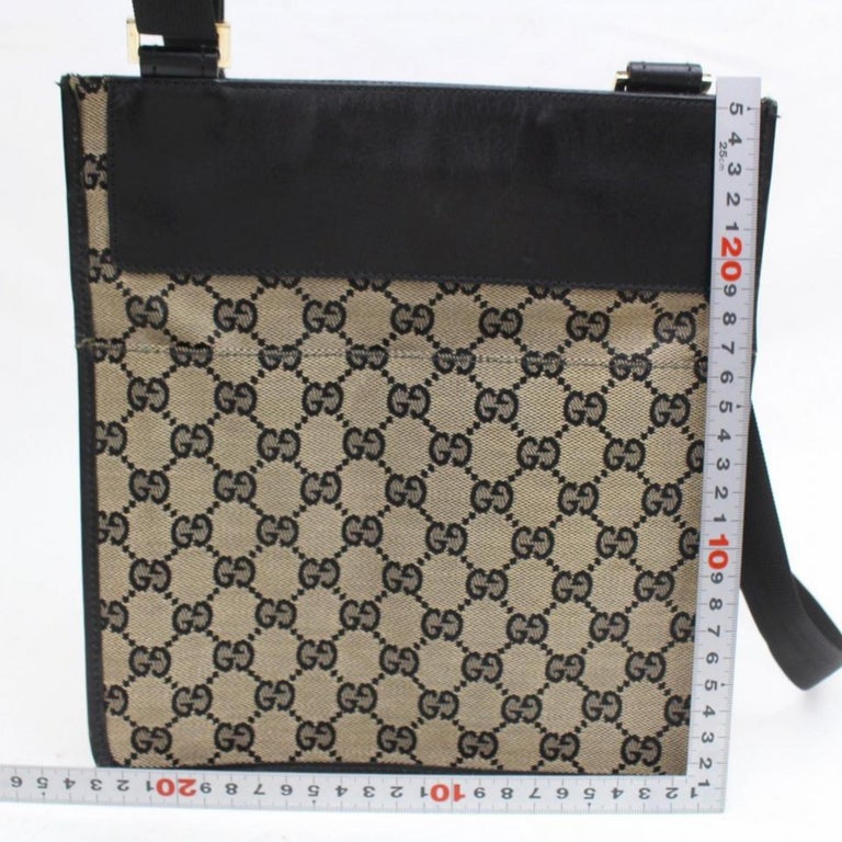 Gucci Monogram Gg Flat Crossbody 869489 Grey Canvas Shoulder Bag For ...